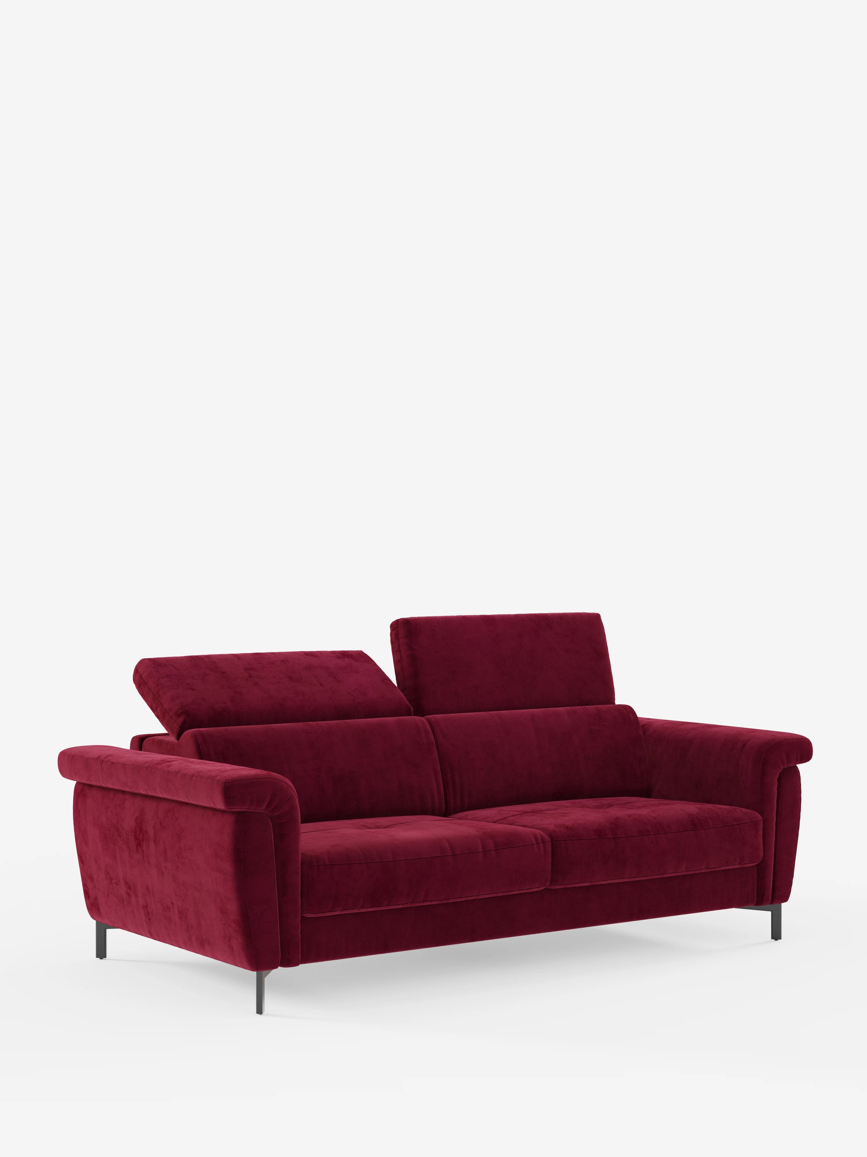 Capri divano letto di design con piedini alti - poggiatesta reclinabili in raffinato tessuto effetto velluto smacchiabile T30