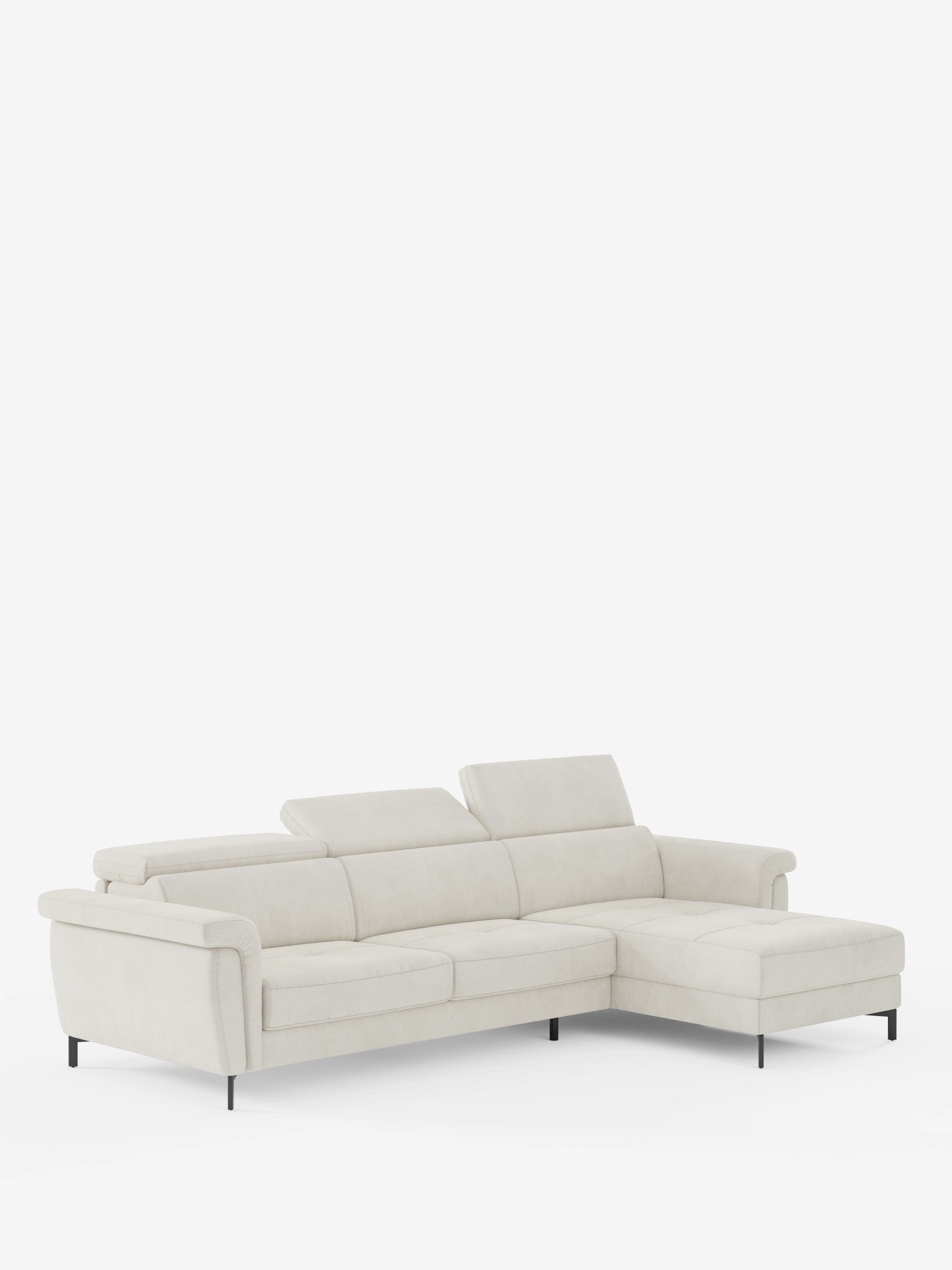 Capri Divano letto angolare con penisola contenitore e poggiatesta reclinabili - elegante tessuto smacchiabile T30