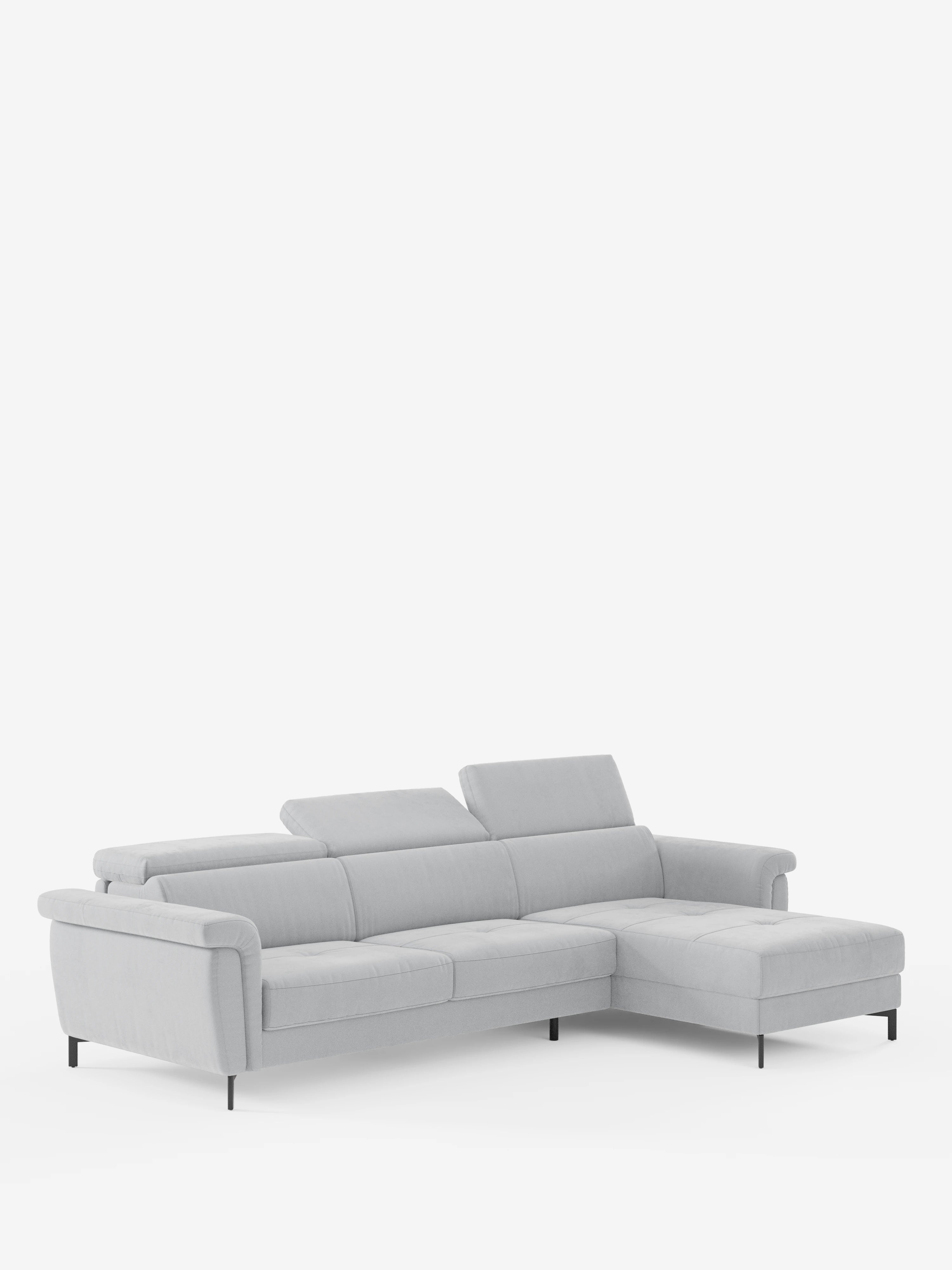 Capri Divano letto angolare con penisola contenitore e poggiatesta reclinabili - elegante tessuto smacchiabile T30