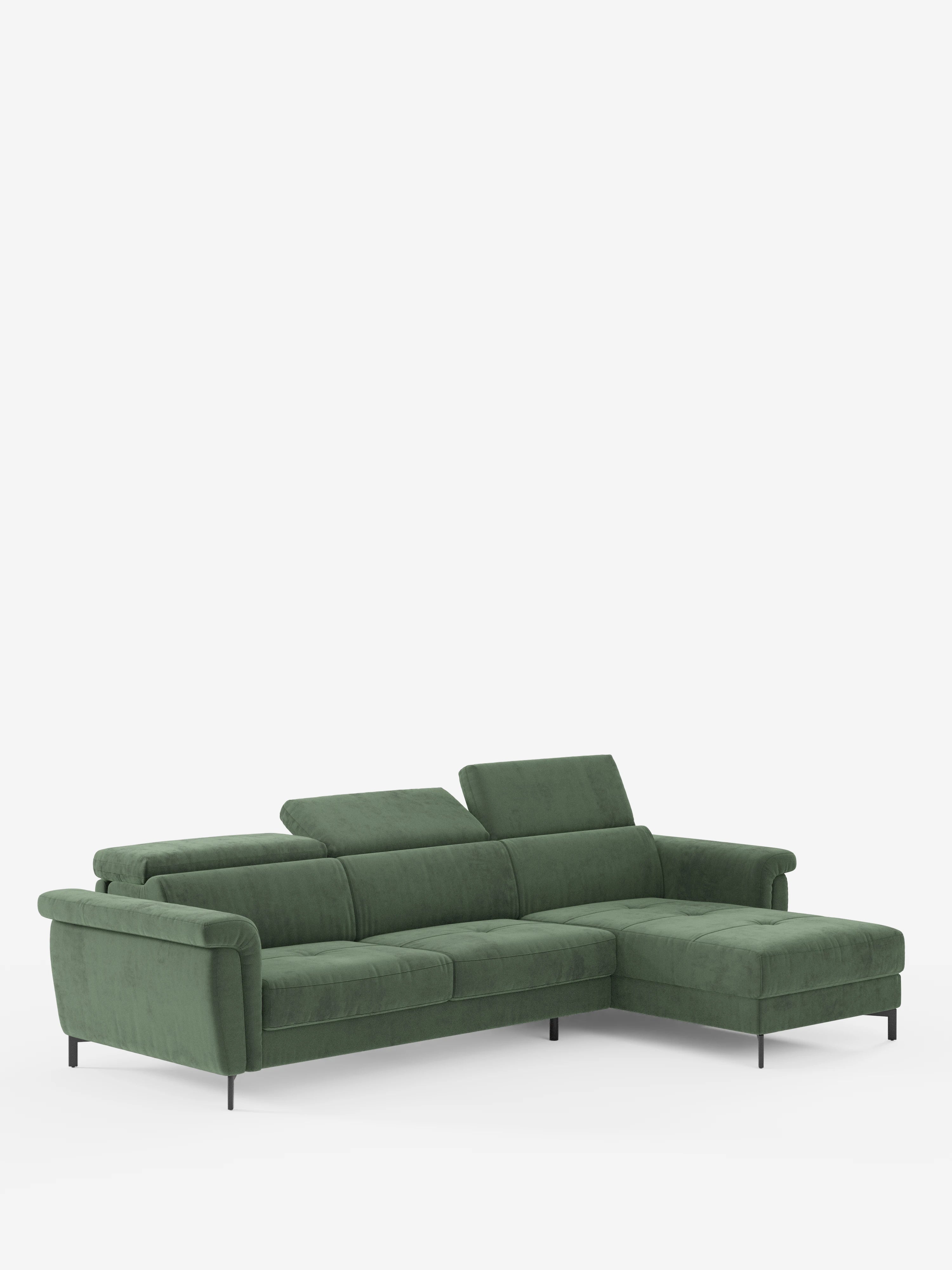 Capri Divano letto angolare con penisola contenitore e poggiatesta reclinabili - elegante tessuto smacchiabile T30