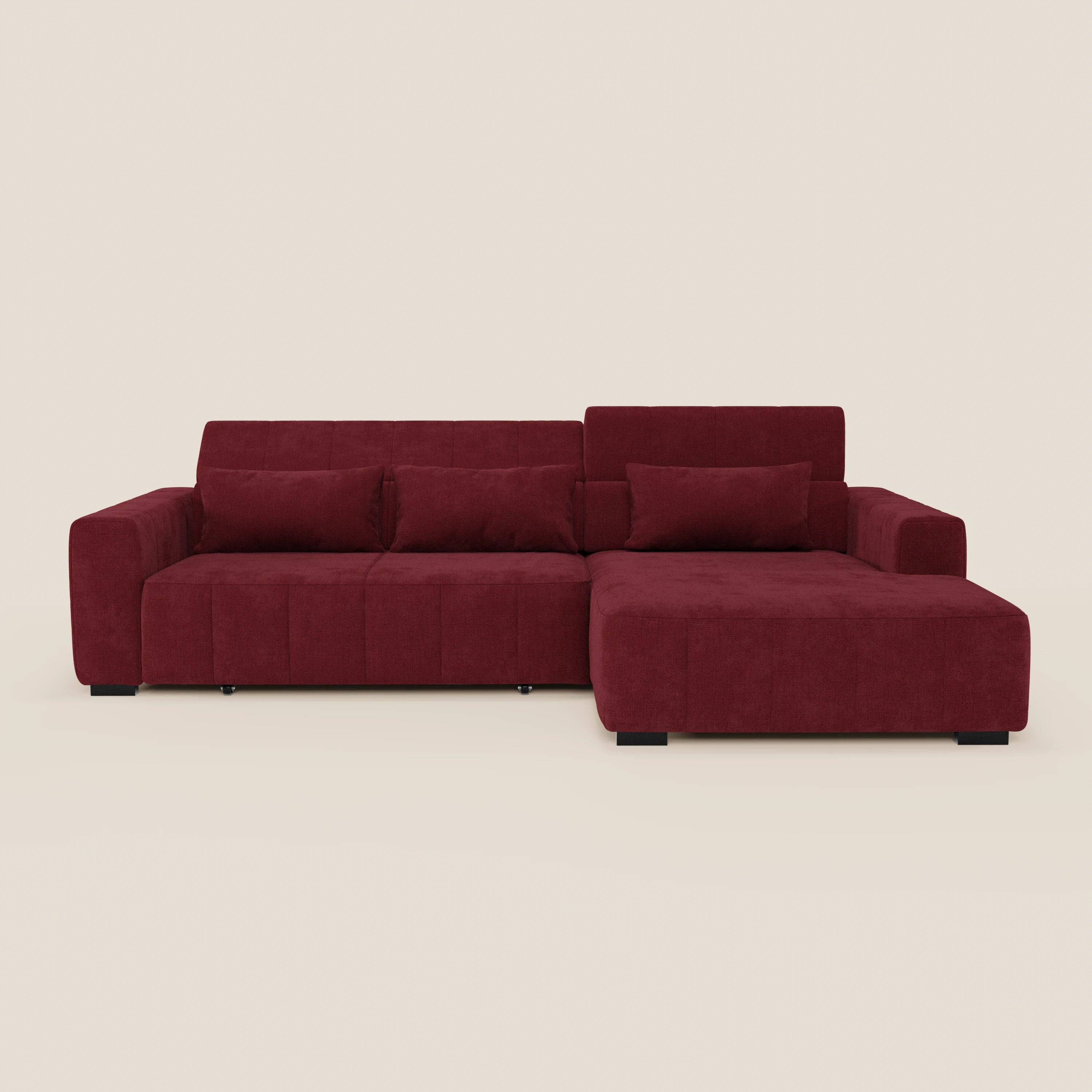 Doric Divano angolare con penisola e sedute allungabili con relax elettrico - poggiatesta reclinabili in tessuto smacchiabile T23 - divani.store