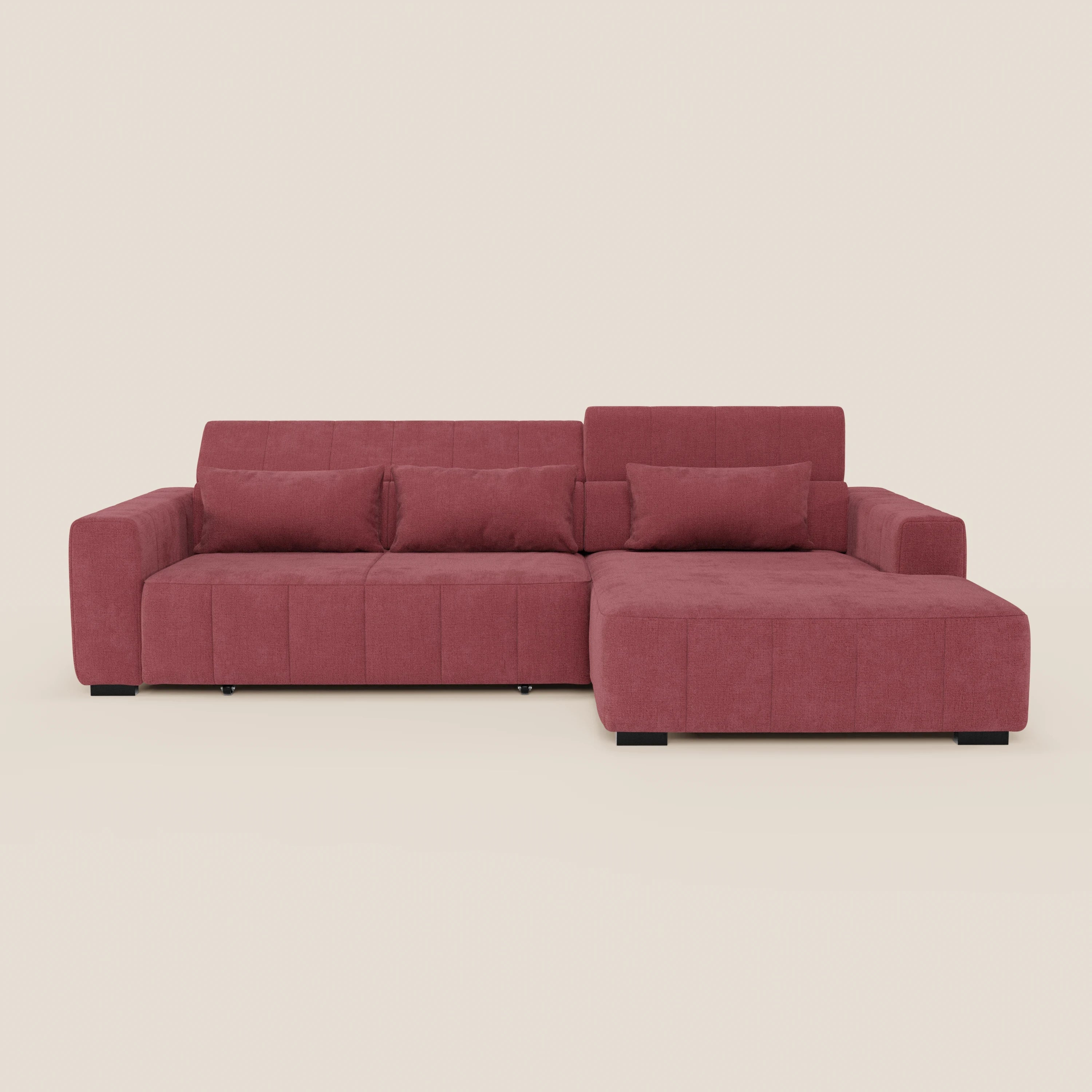 Doric Divano angolare con penisola e sedute allungabili con relax elettrico - poggiatesta reclinabili in tessuto smacchiabile T23 - divani.store