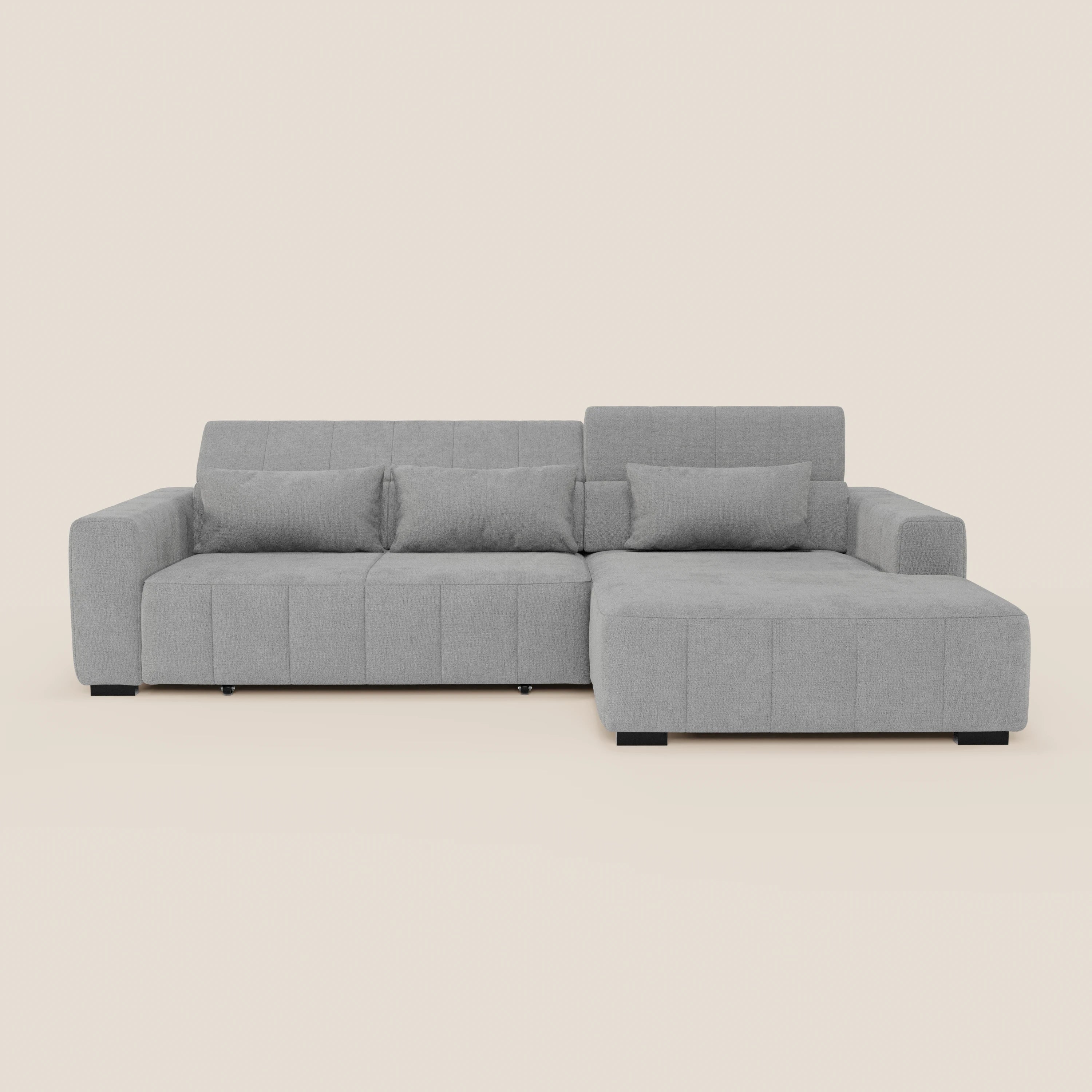 Doric Divano angolare con penisola e sedute allungabili con relax elettrico - poggiatesta reclinabili in tessuto smacchiabile T23 - divani.store