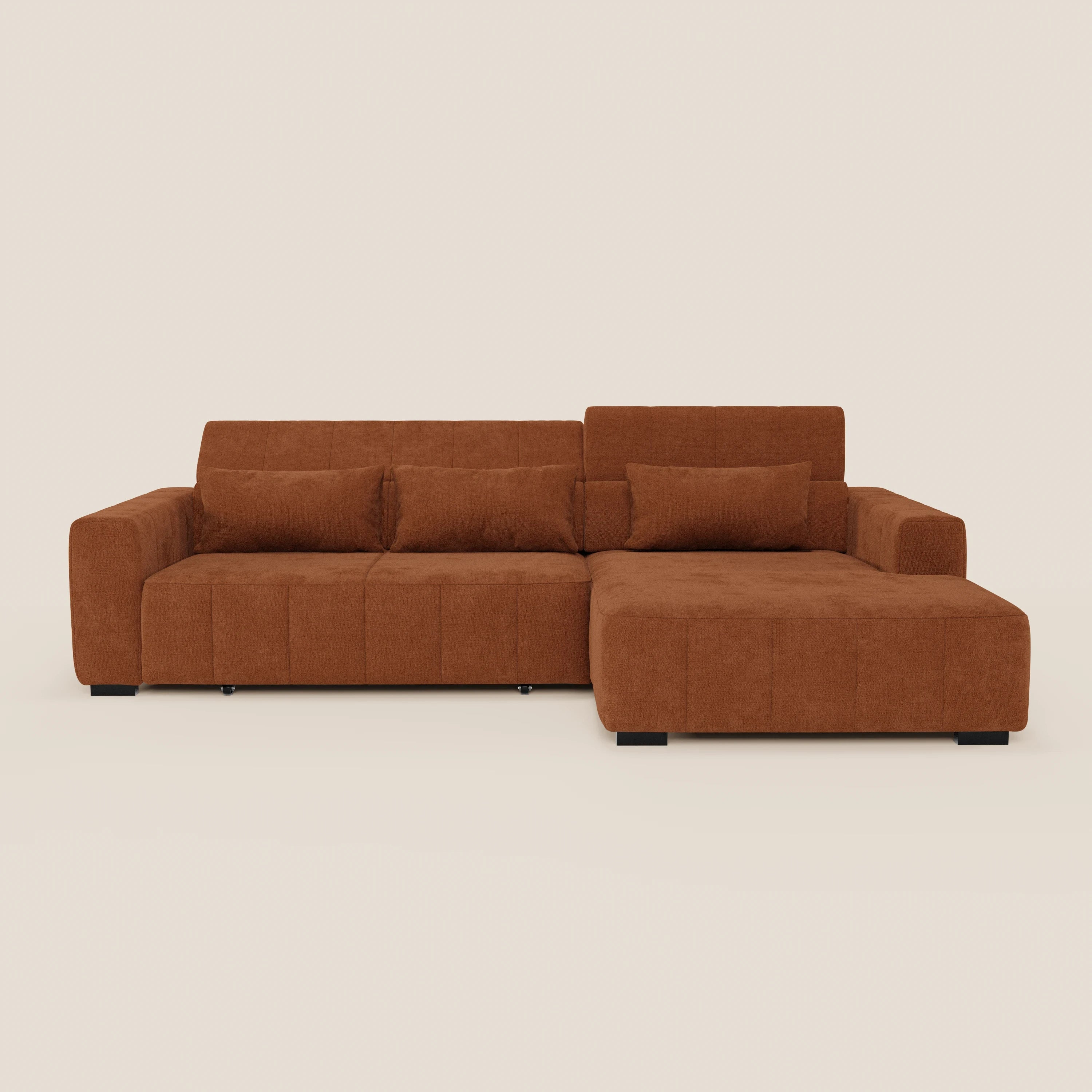 Doric Canapé d’angle avec méridienne et assises extensibles avec relaxation électrique - appuie-têtes inclinables en tissu anti-taches T23