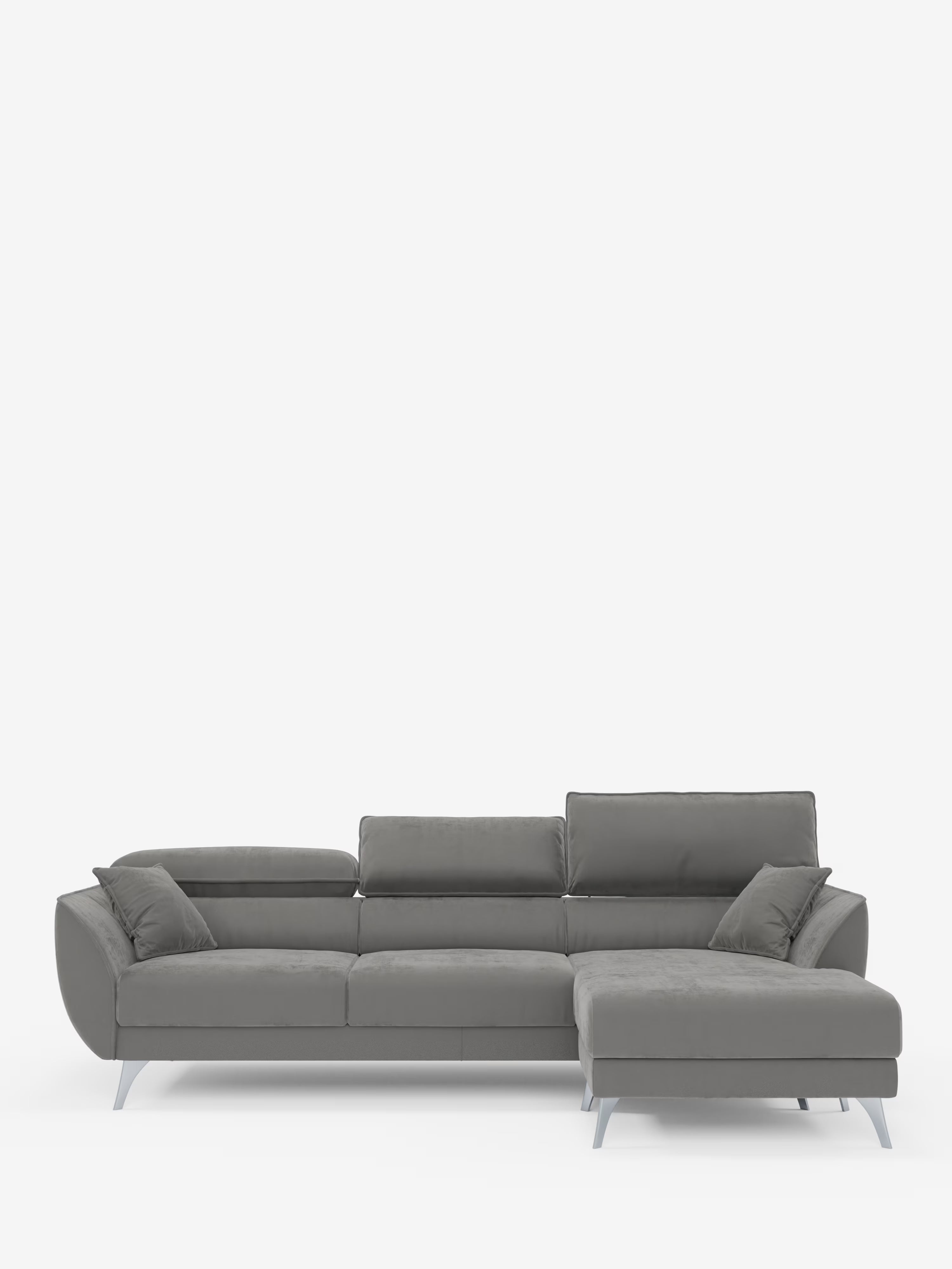 Michelangelo corner sofa with chaise longue and extendable seats - reclining headrests in refined stain-resistant velvet-effect fabric T30