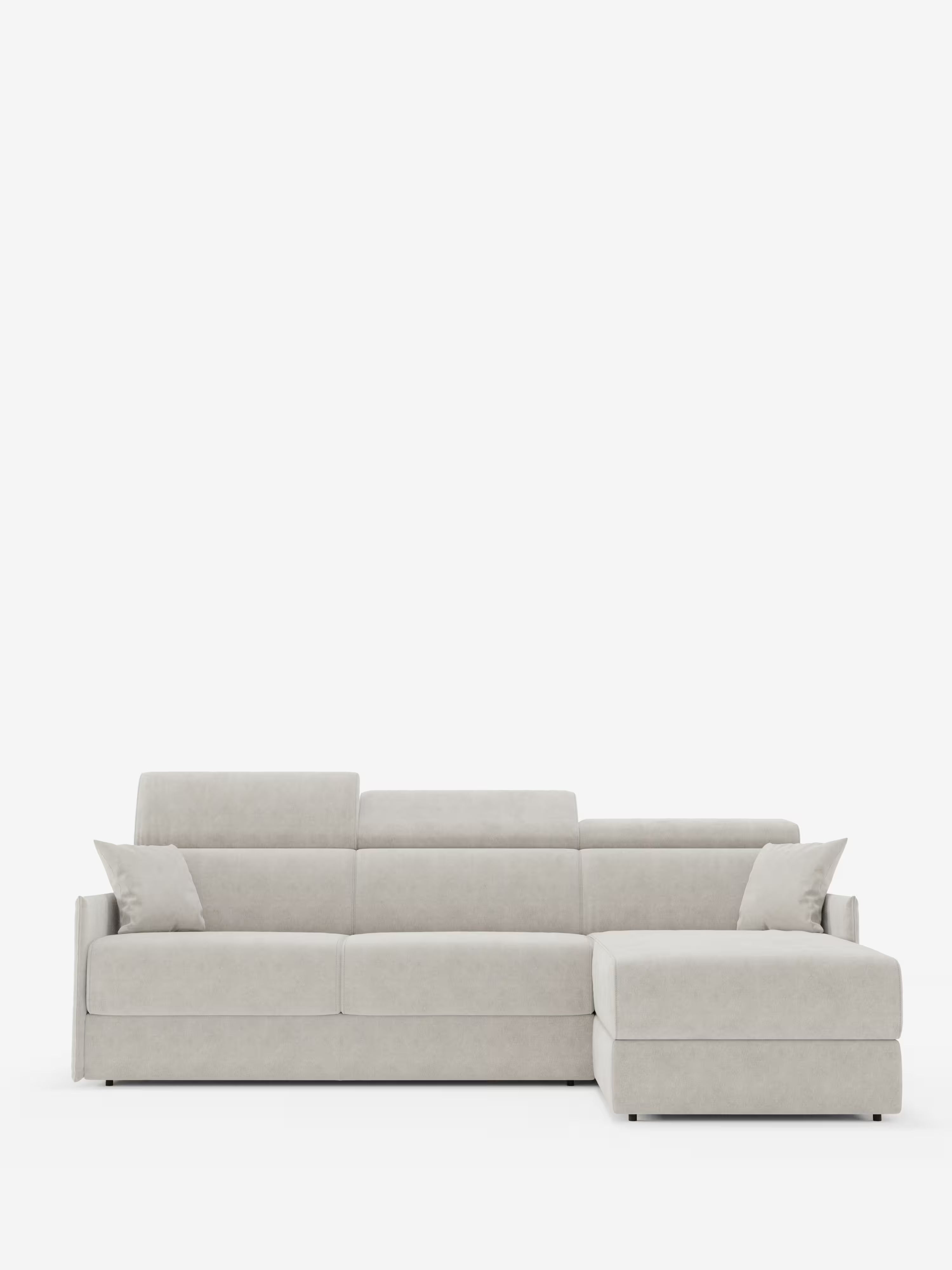 Miryam sofá cama esquinero compacto - reposacabezas reclinables y chaise longue con almacenaje en tejido antimanchas T31
