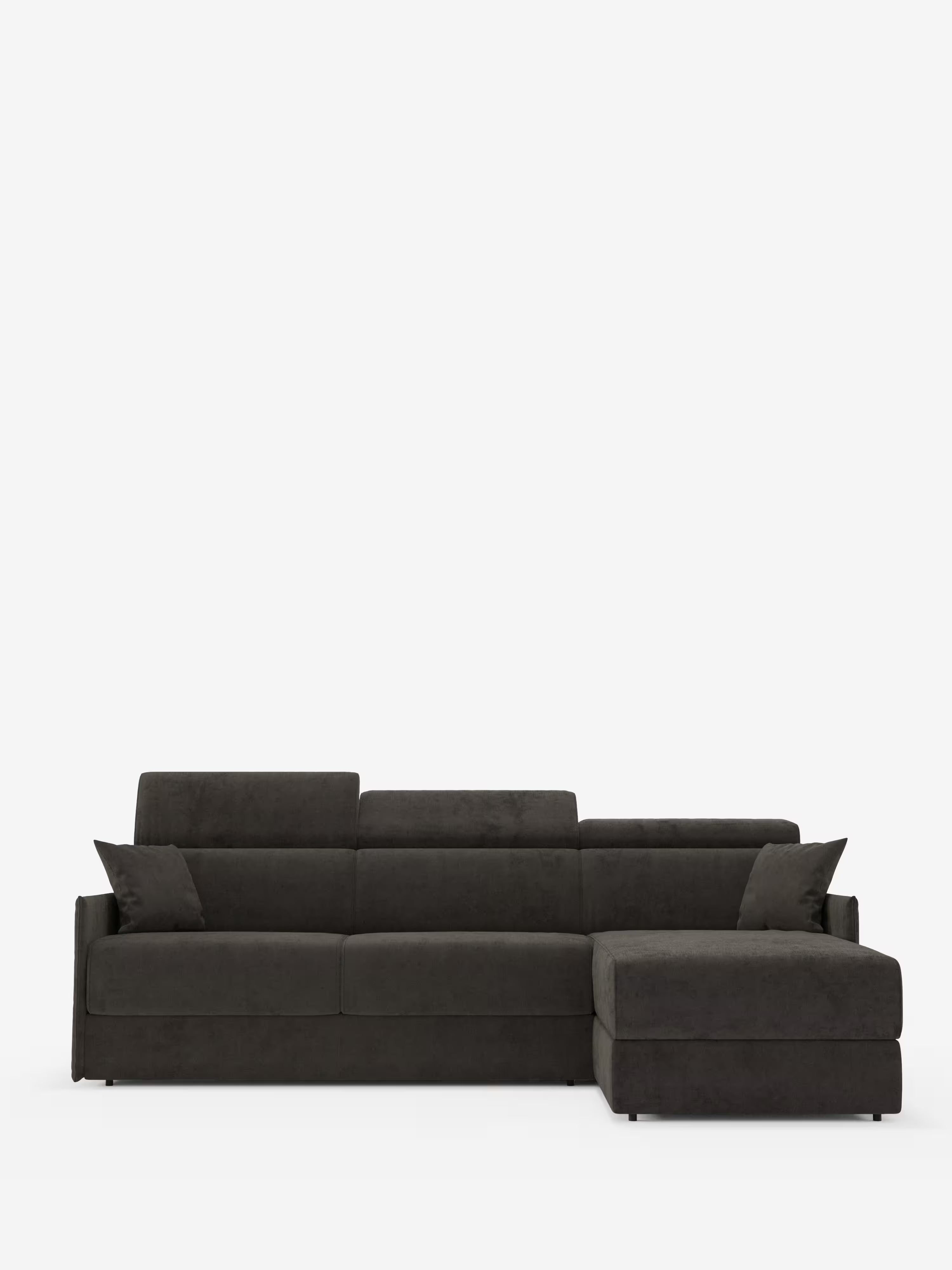 Miryam sofá cama esquinero compacto - reposacabezas reclinables y chaise longue con almacenaje en tejido antimanchas T31