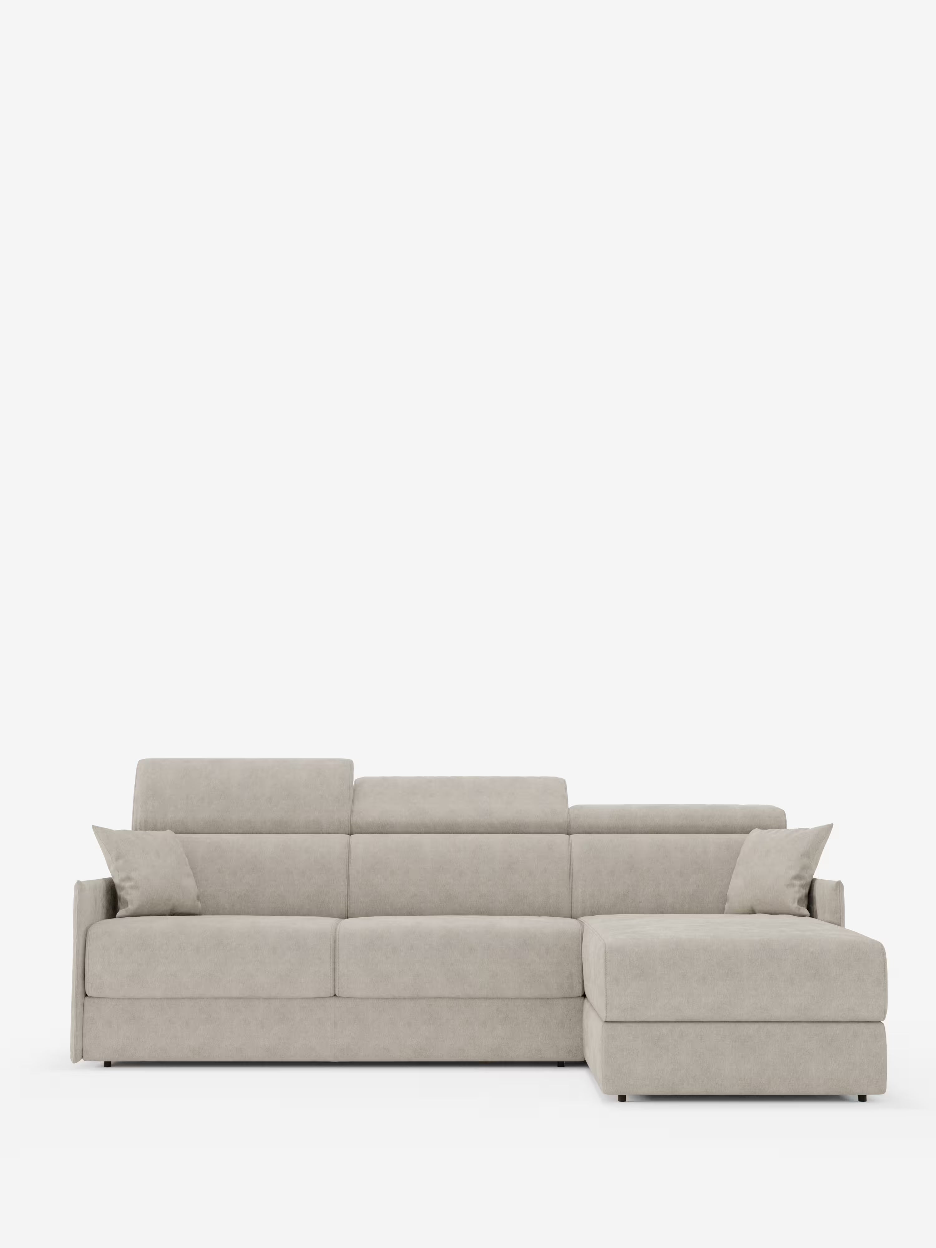 Miryam sofá cama esquinero compacto - reposacabezas reclinables y chaise longue con almacenaje en tejido antimanchas T31