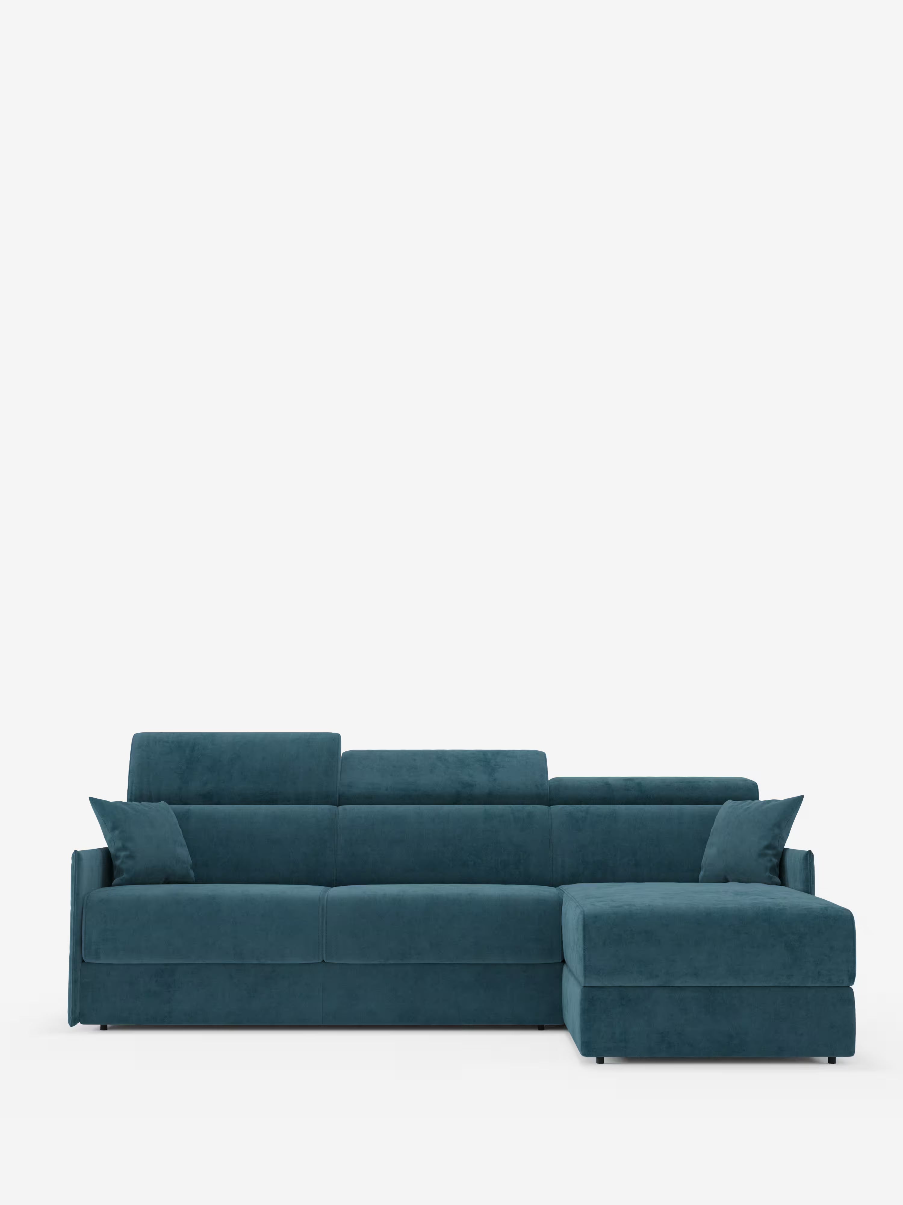 Miryam sofá cama esquinero compacto - reposacabezas reclinables y chaise longue con almacenaje en tejido antimanchas T31