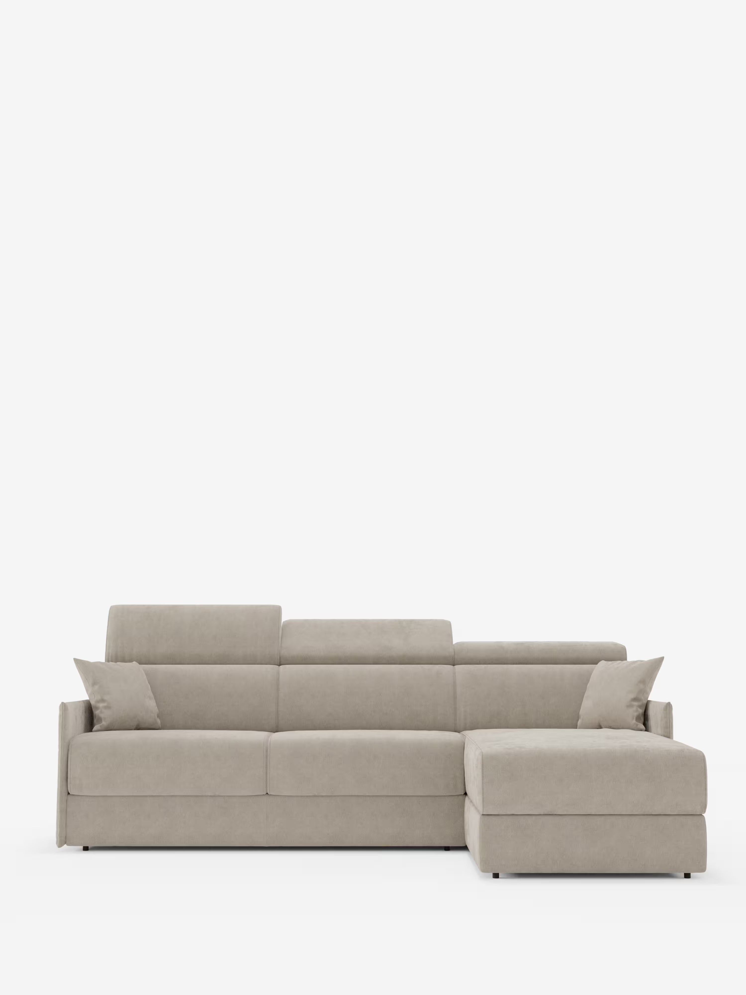 Miryam sofá cama esquinero compacto - reposacabezas reclinables y chaise longue con almacenaje en tejido antimanchas T31