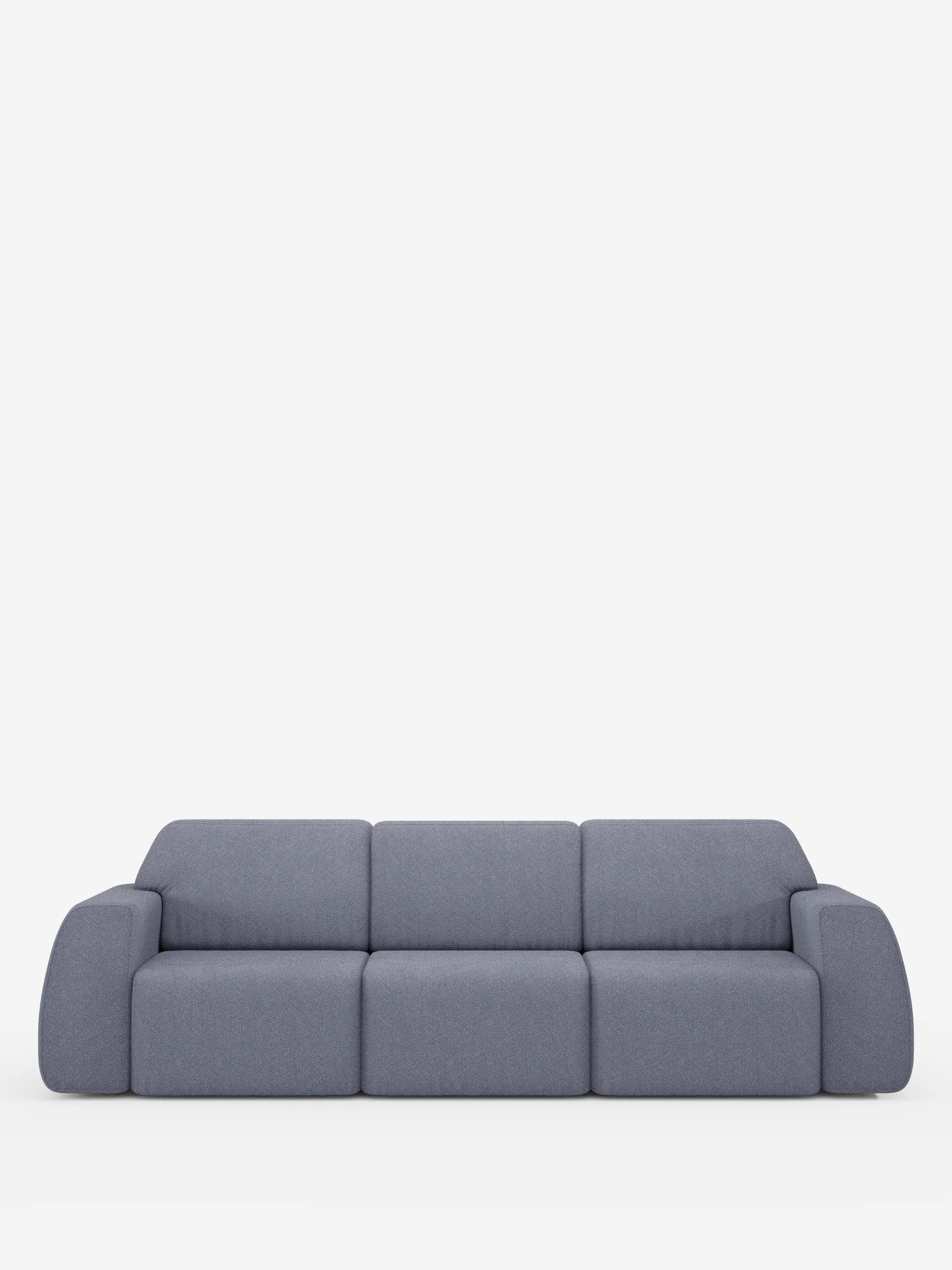 Orbit Sofa mit 3 verschiebbaren und ausziehbaren Sitzen aus schmutzabweisendem Stoff in Baumwolloptik T33