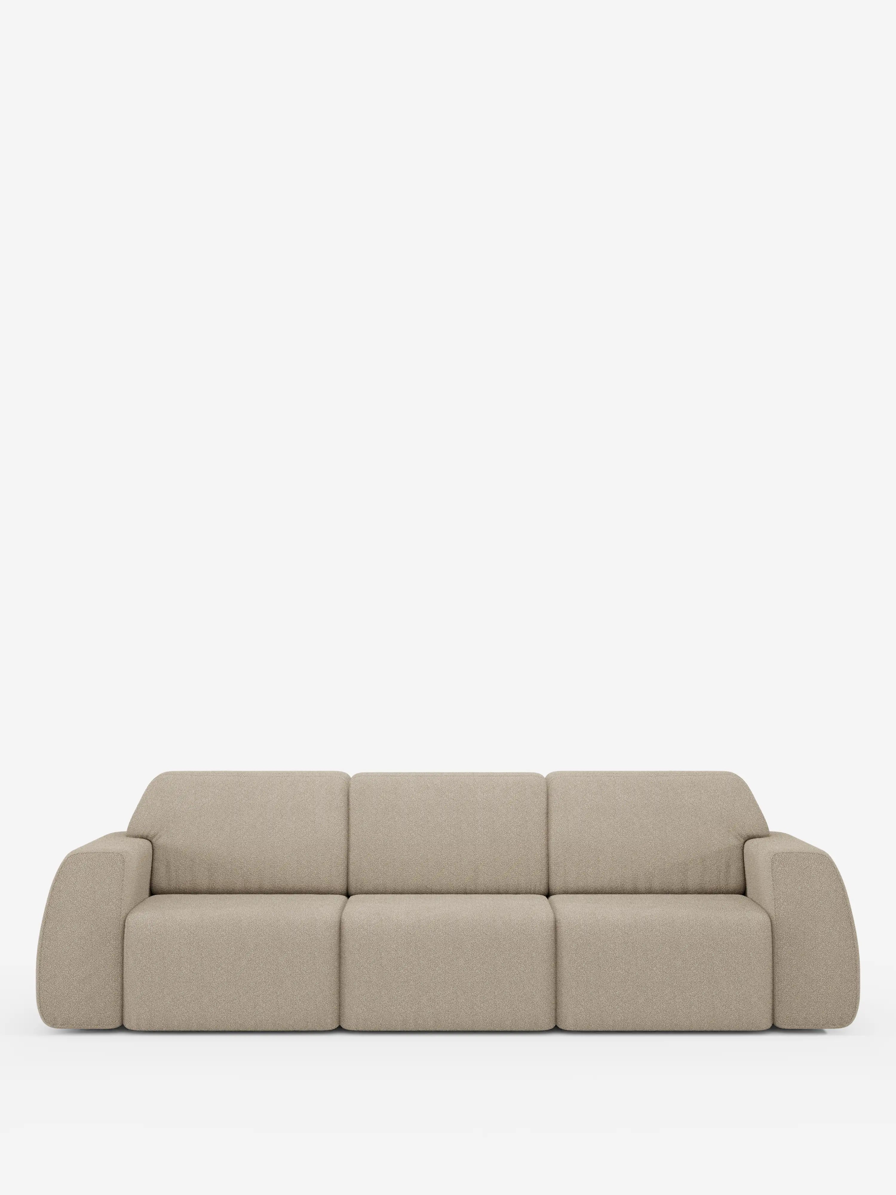 Orbit Sofa mit 3 verschiebbaren und ausziehbaren Sitzen aus schmutzabweisendem Stoff in Baumwolloptik T33