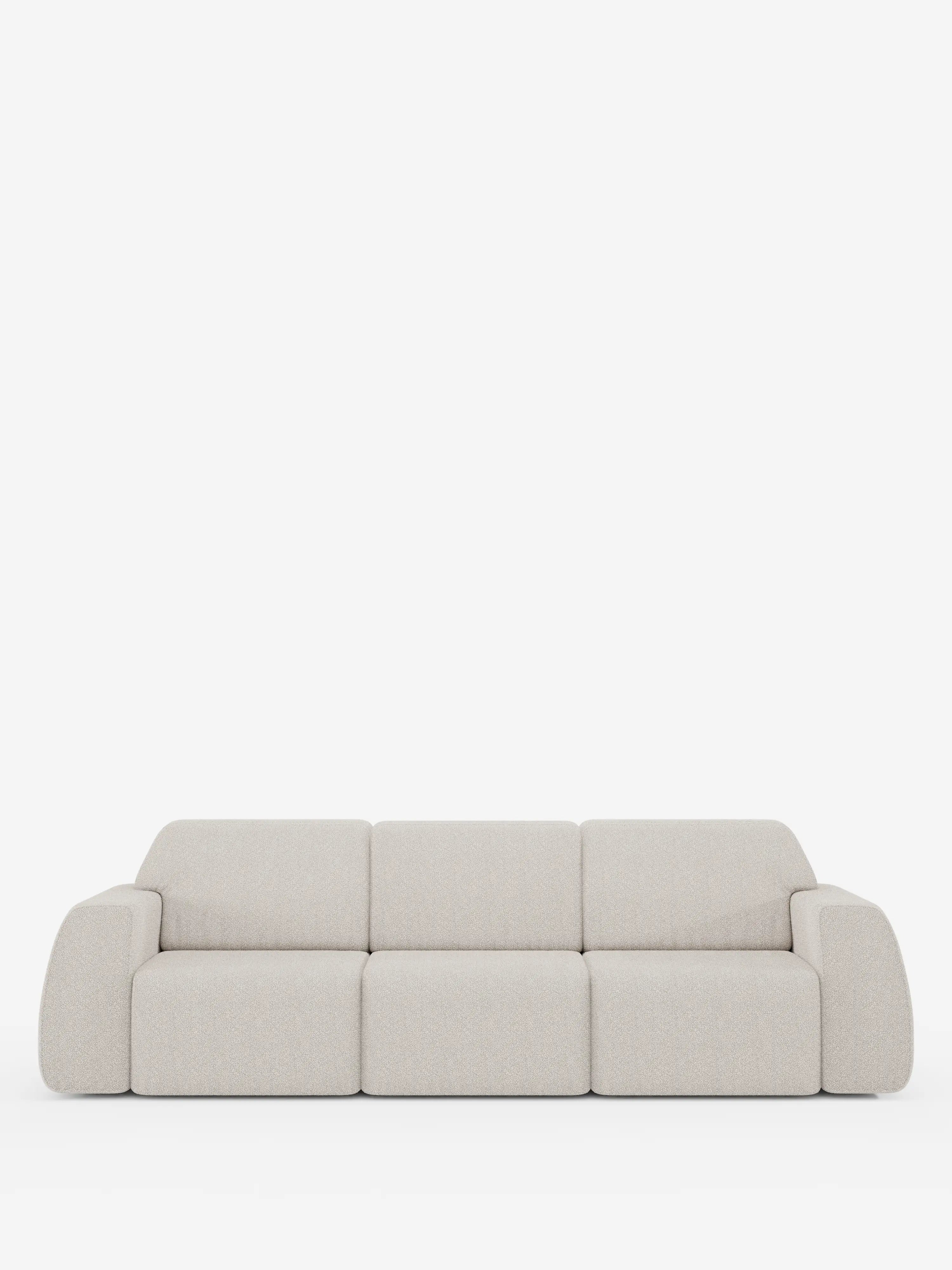 Orbit Sofa mit 3 verschiebbaren und ausziehbaren Sitzen aus schmutzabweisendem Stoff in Baumwolloptik T33