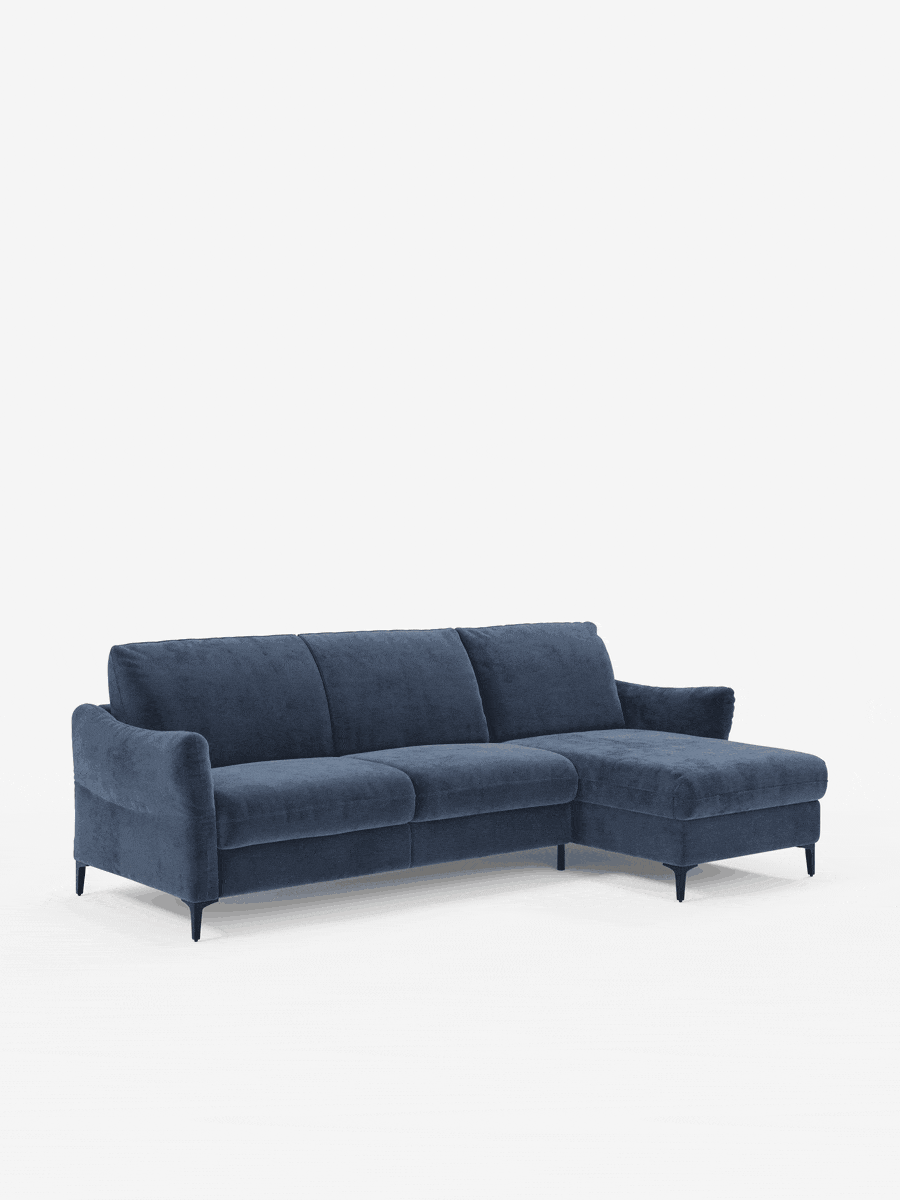 Dalia divano letto con penisola contenitore e materasso alto 18 cm - piedini alti e tessuto smacchiabile T30