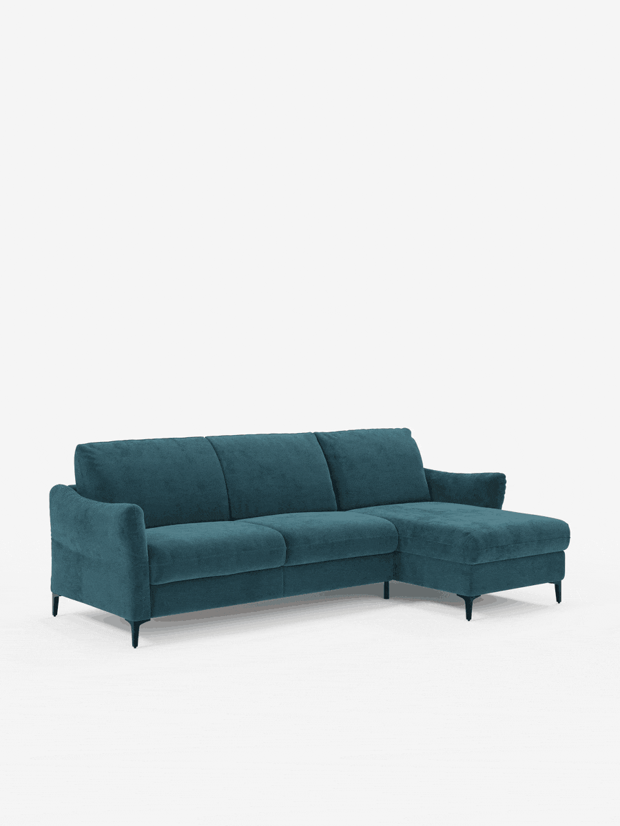 Dalia divano letto con penisola contenitore e materasso alto 18 cm - piedini alti e tessuto smacchiabile T30