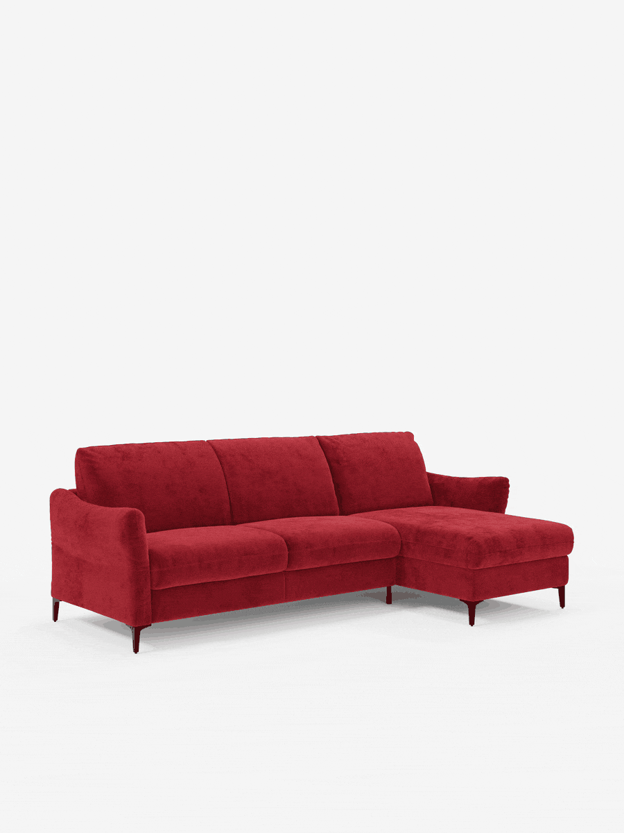 Dalia divano letto con penisola contenitore e materasso alto 18 cm - piedini alti e tessuto smacchiabile T30
