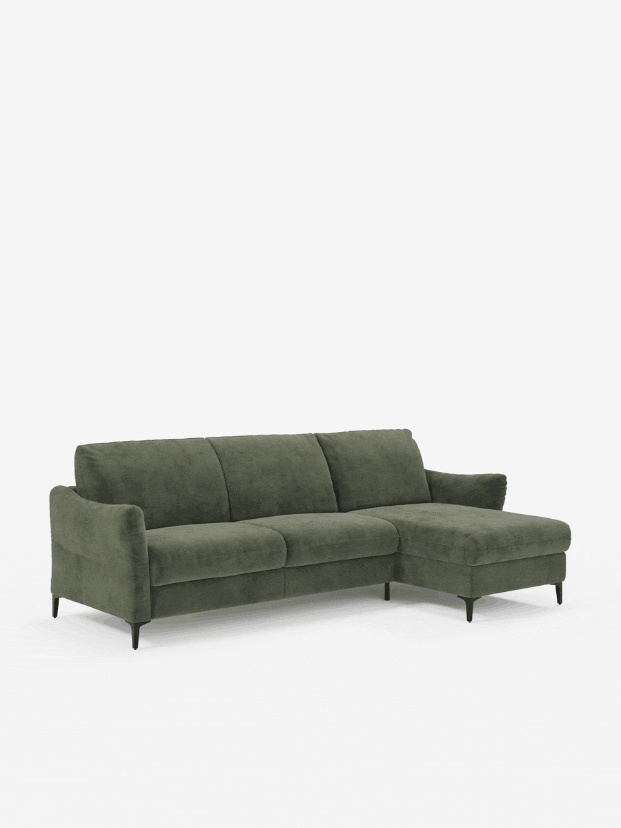 Dalia divano letto con penisola contenitore e materasso alto 18 cm - piedini alti e tessuto smacchiabile T30