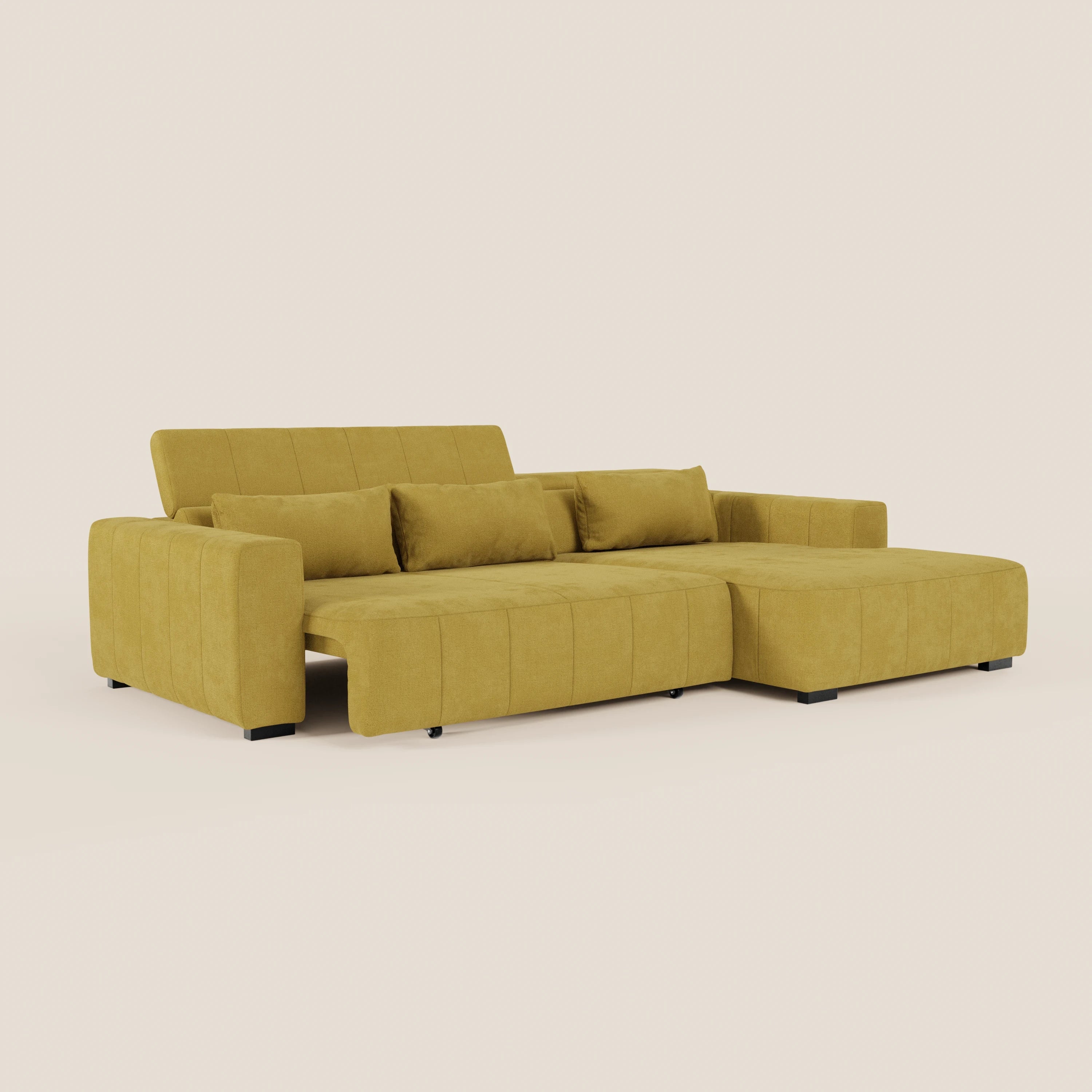 Doric Divano angolare con penisola e sedute allungabili con relax elettrico - poggiatesta reclinabili in tessuto smacchiabile T23 - divani.store