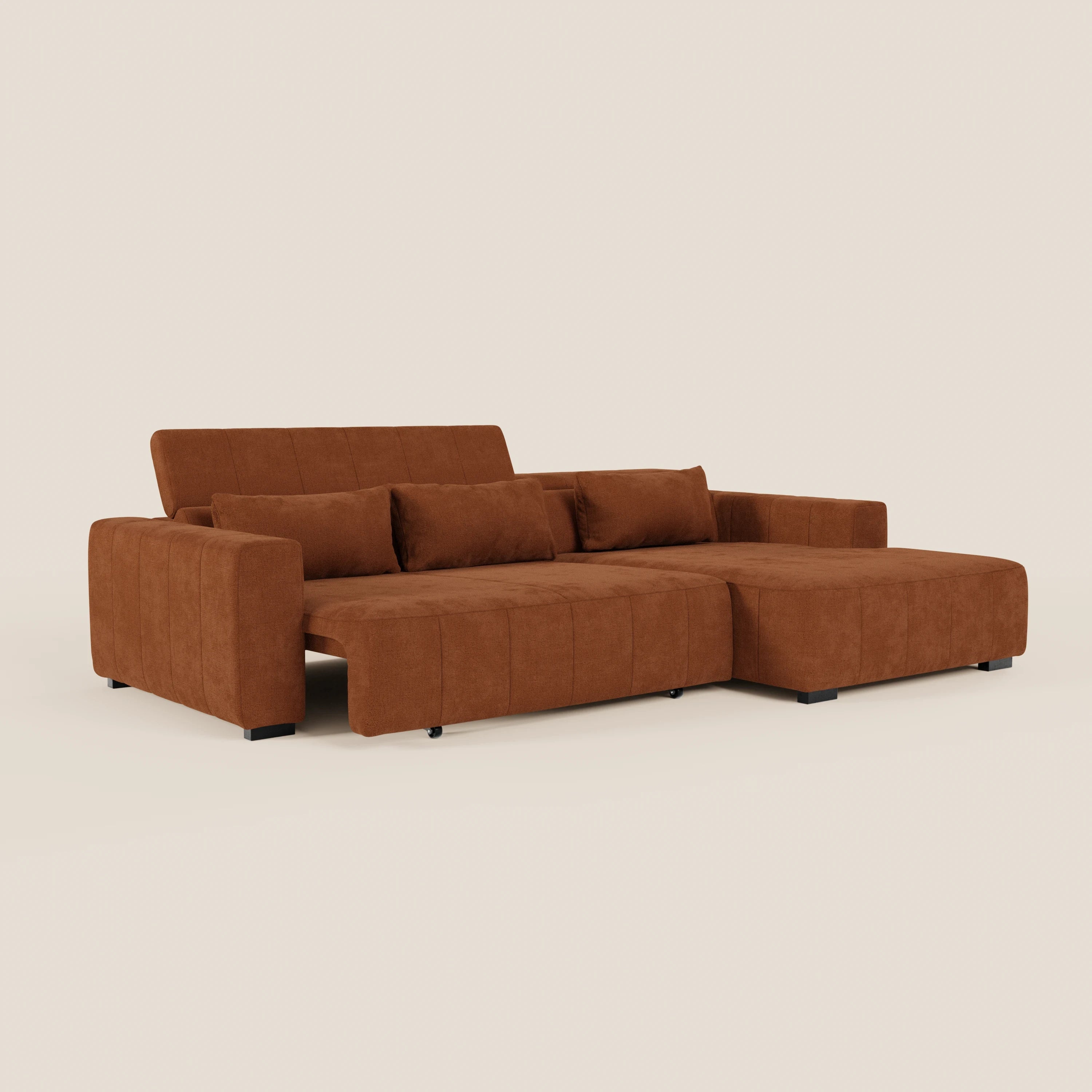 Doric Canapé d’angle avec méridienne et assises extensibles avec relaxation électrique - appuie-têtes inclinables en tissu anti-taches T23
