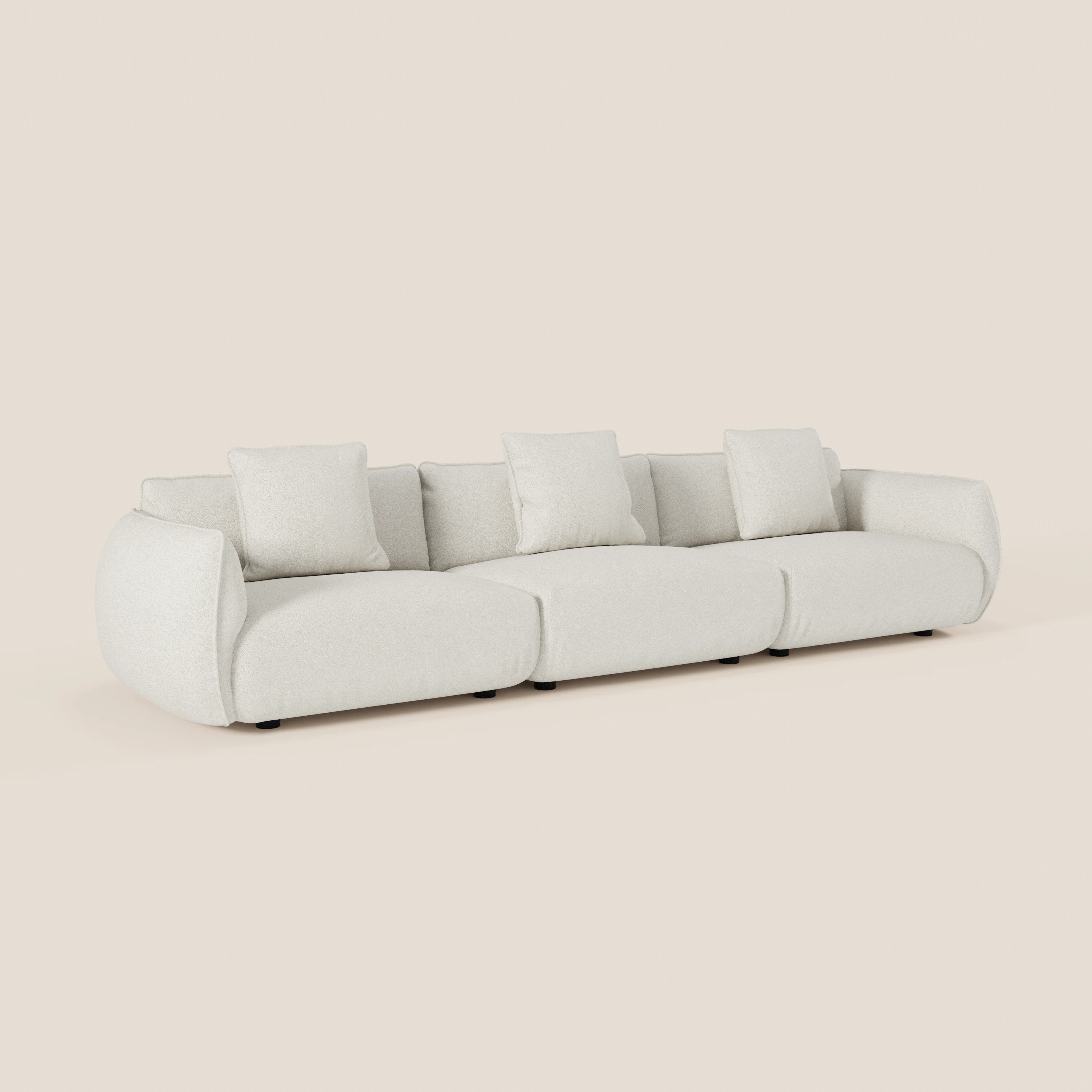 Nimbus divano lineare modulare a 3 sedute componibile in morbido tessuto T33 - divani.store
