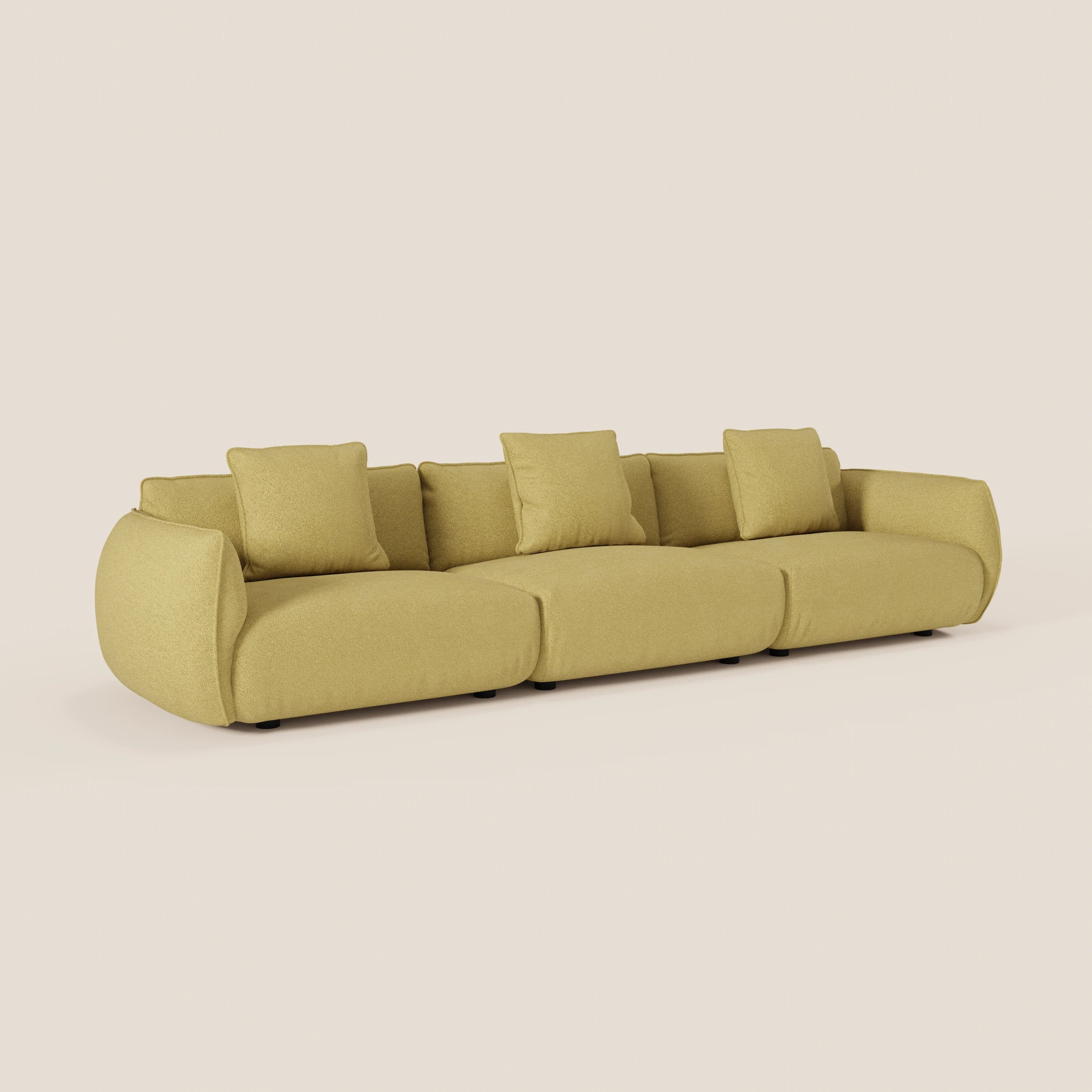 Nimbus divano lineare modulare a 3 sedute componibile in morbido tessuto T33 - divani.store