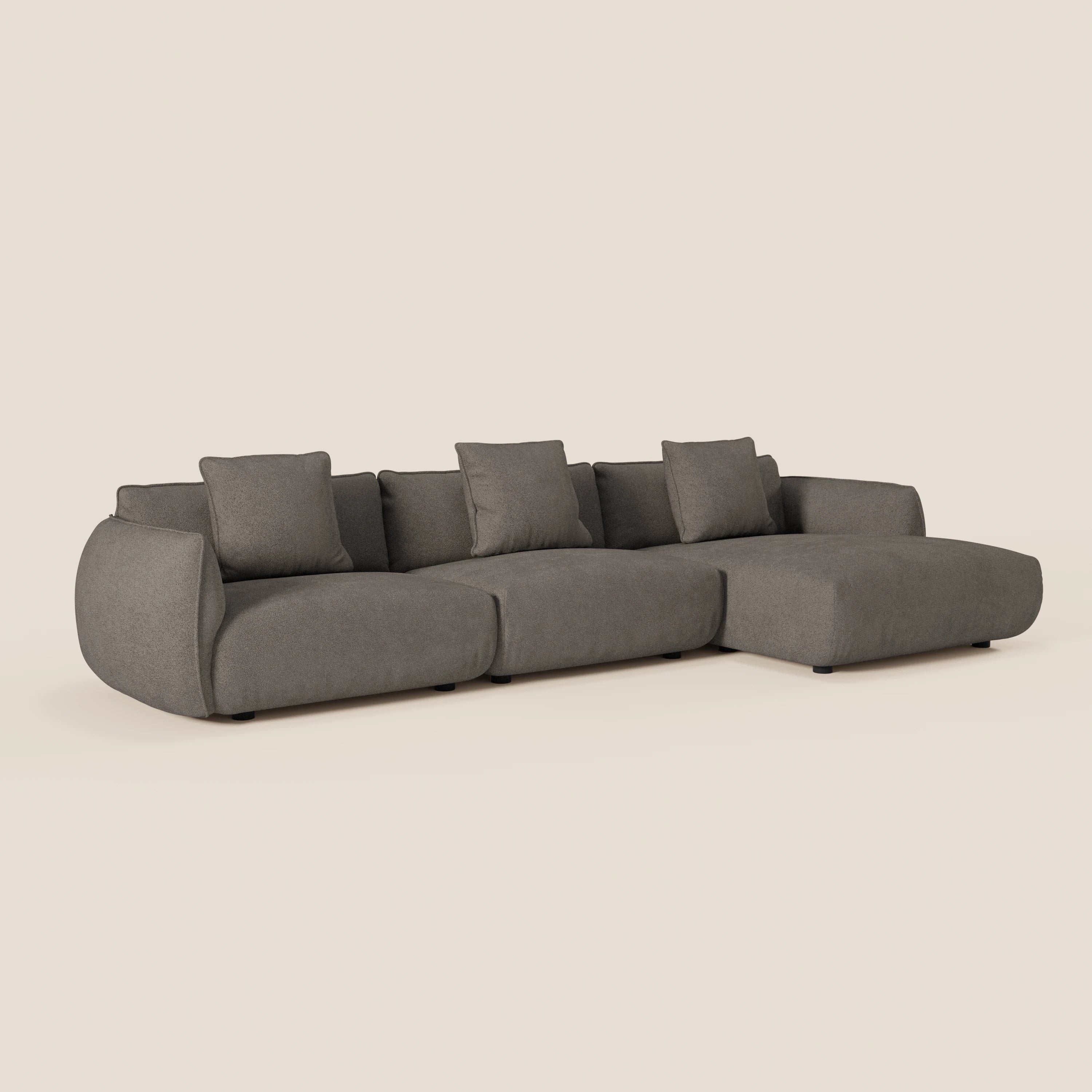 Nimbus divano con penisola componibile in morbido tessuto T33 - divani.store