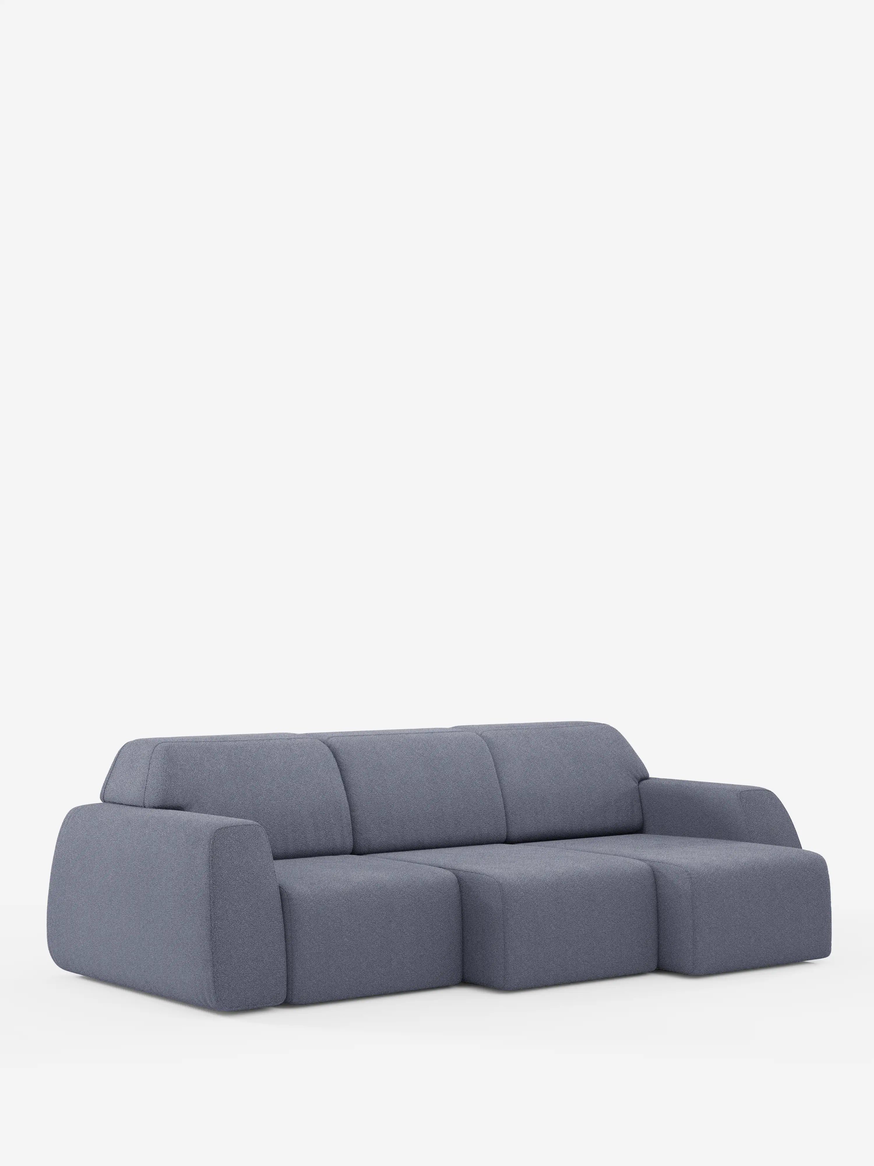 Orbit Sofa mit 3 verschiebbaren und ausziehbaren Sitzen aus schmutzabweisendem Stoff in Baumwolloptik T33