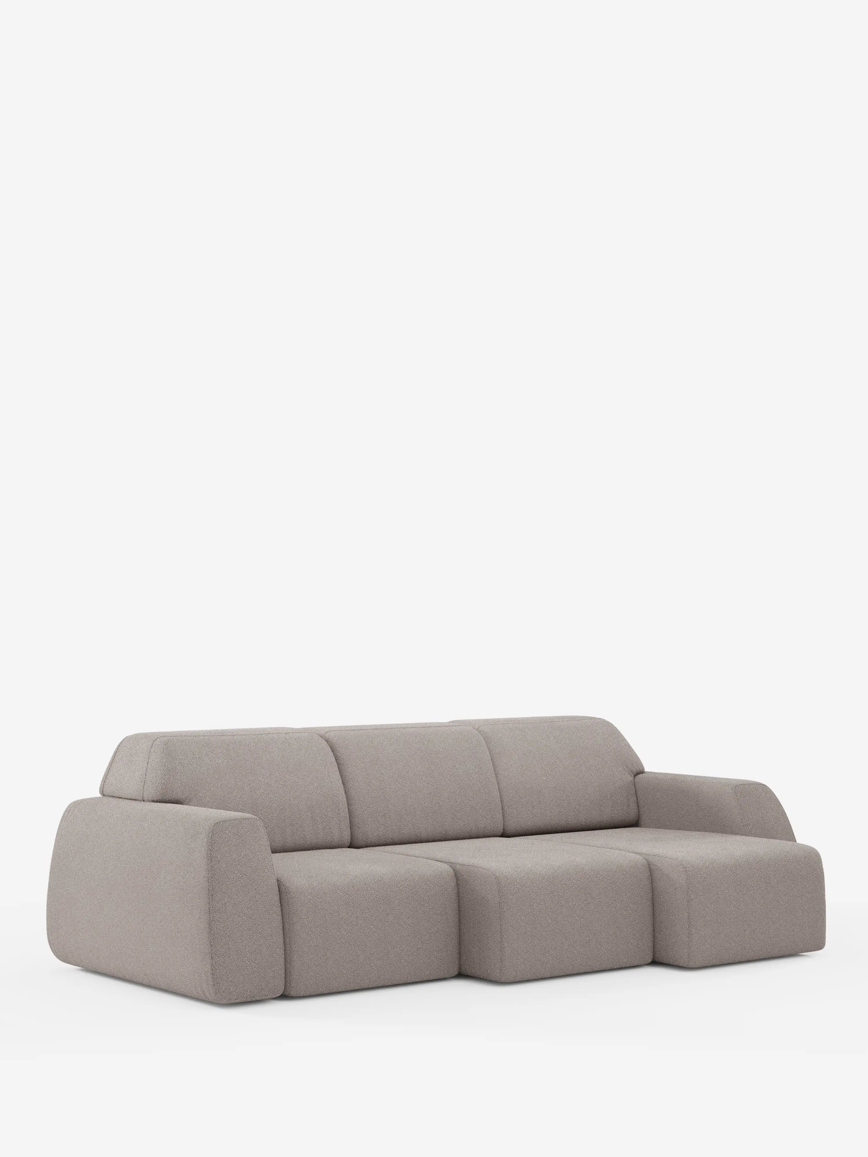 Orbit Sofa mit 3 verschiebbaren und ausziehbaren Sitzen aus schmutzabweisendem Stoff in Baumwolloptik T33