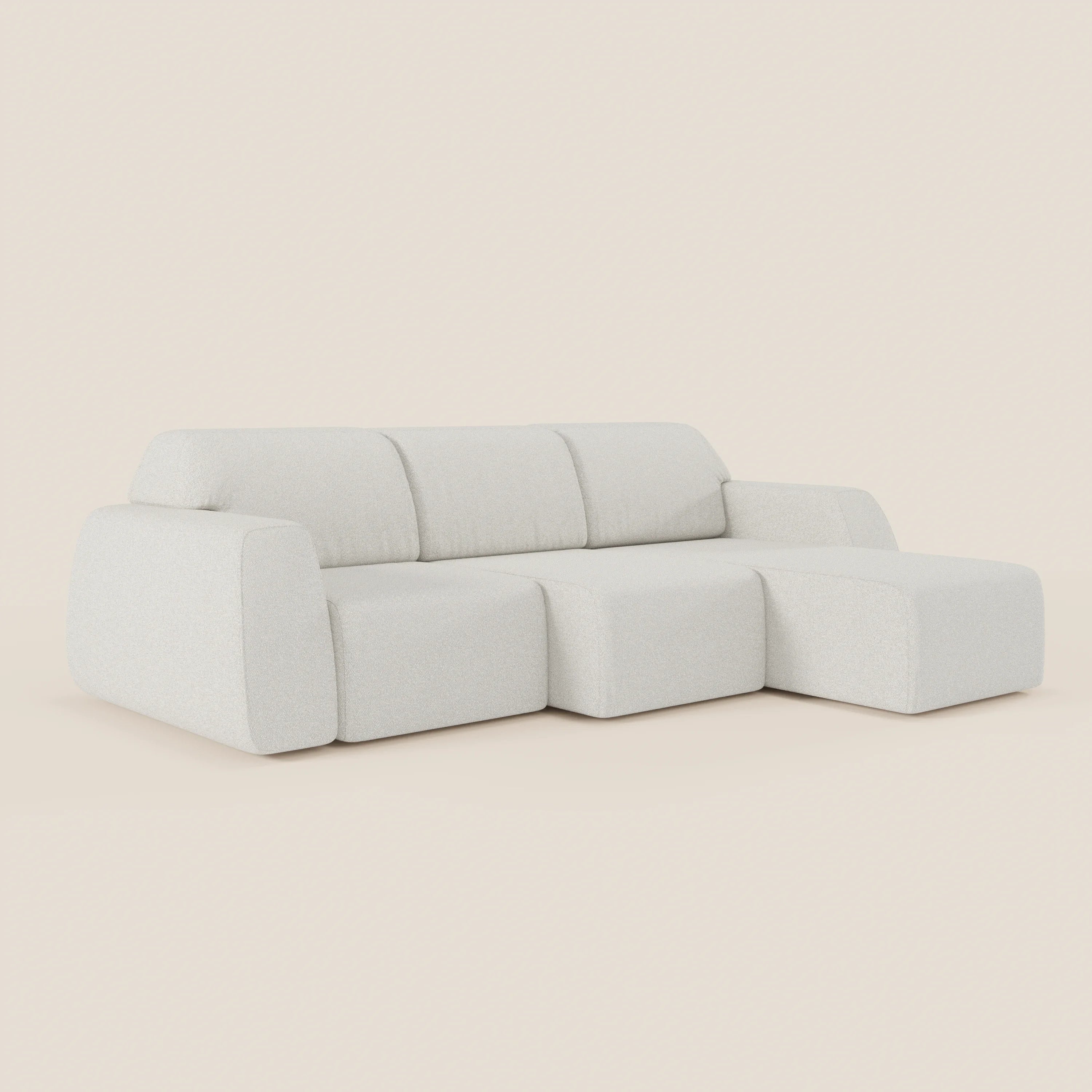 Orbit Divano angolare con penisola reversibile e tutte le sedute allungabili in tessuto smacchiabile effetto cotone T33 - divani.store