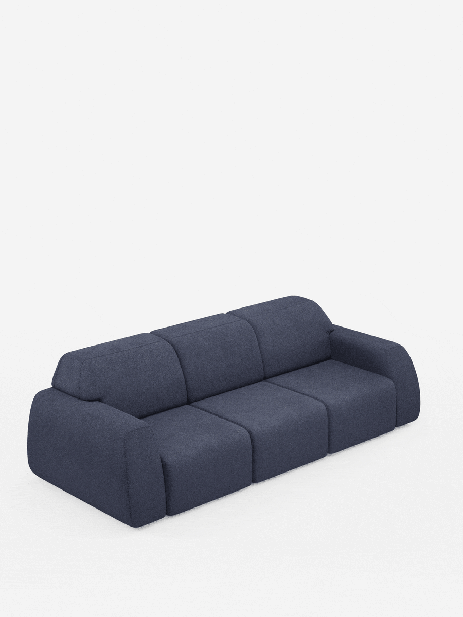 Orbit Sofa mit 3 verschiebbaren und ausziehbaren Sitzen aus schmutzabweisendem Stoff in Baumwolloptik T33