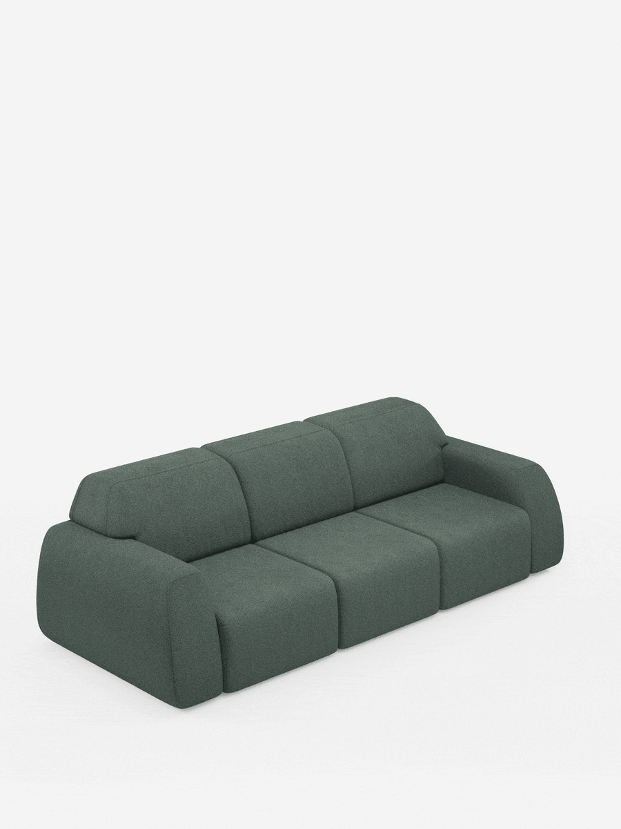 Orbit Sofa mit 3 verschiebbaren und ausziehbaren Sitzen aus schmutzabweisendem Stoff in Baumwolloptik T33