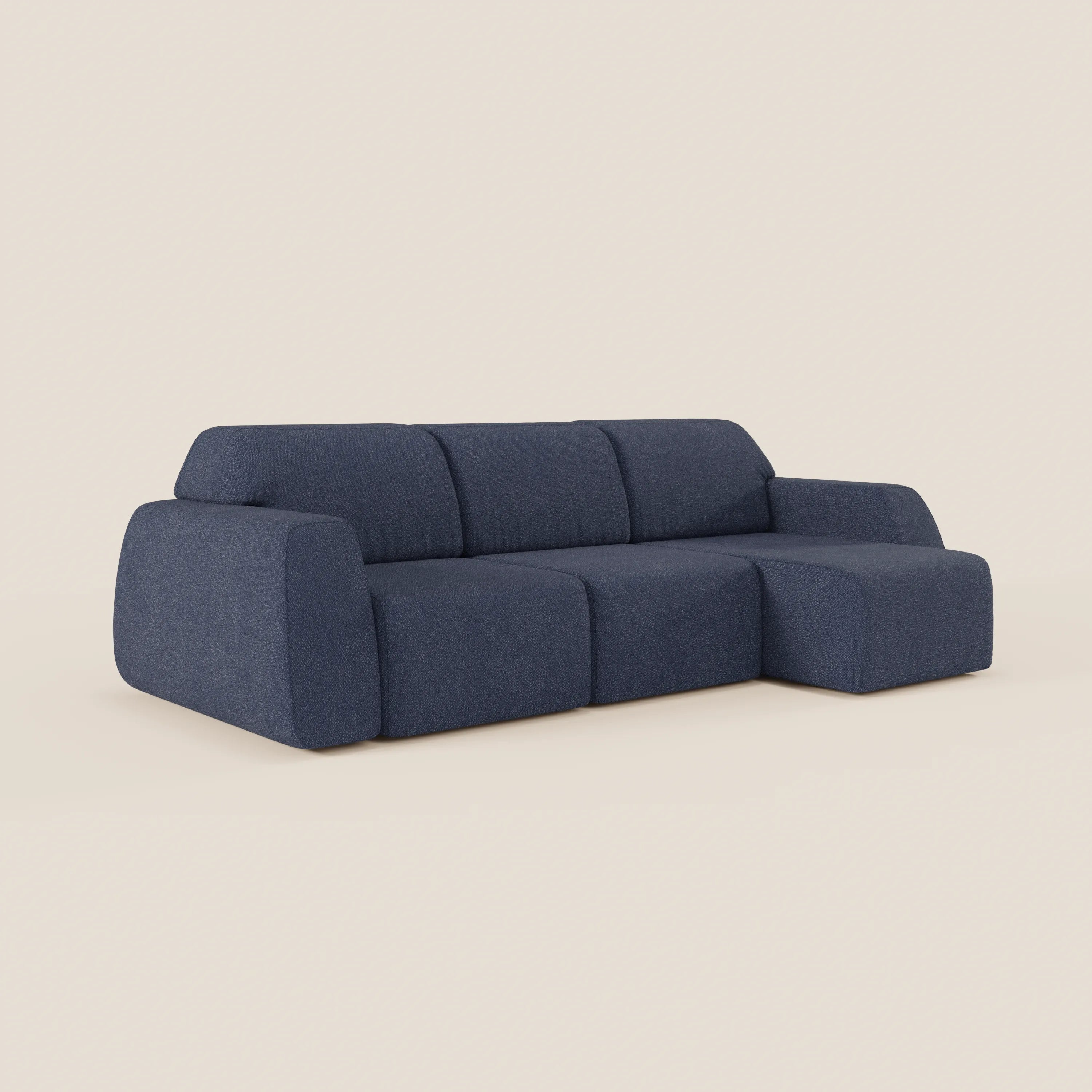 Orbit Divano angolare con penisola reversibile e tutte le sedute allungabili in tessuto smacchiabile effetto cotone T33 - divani.store