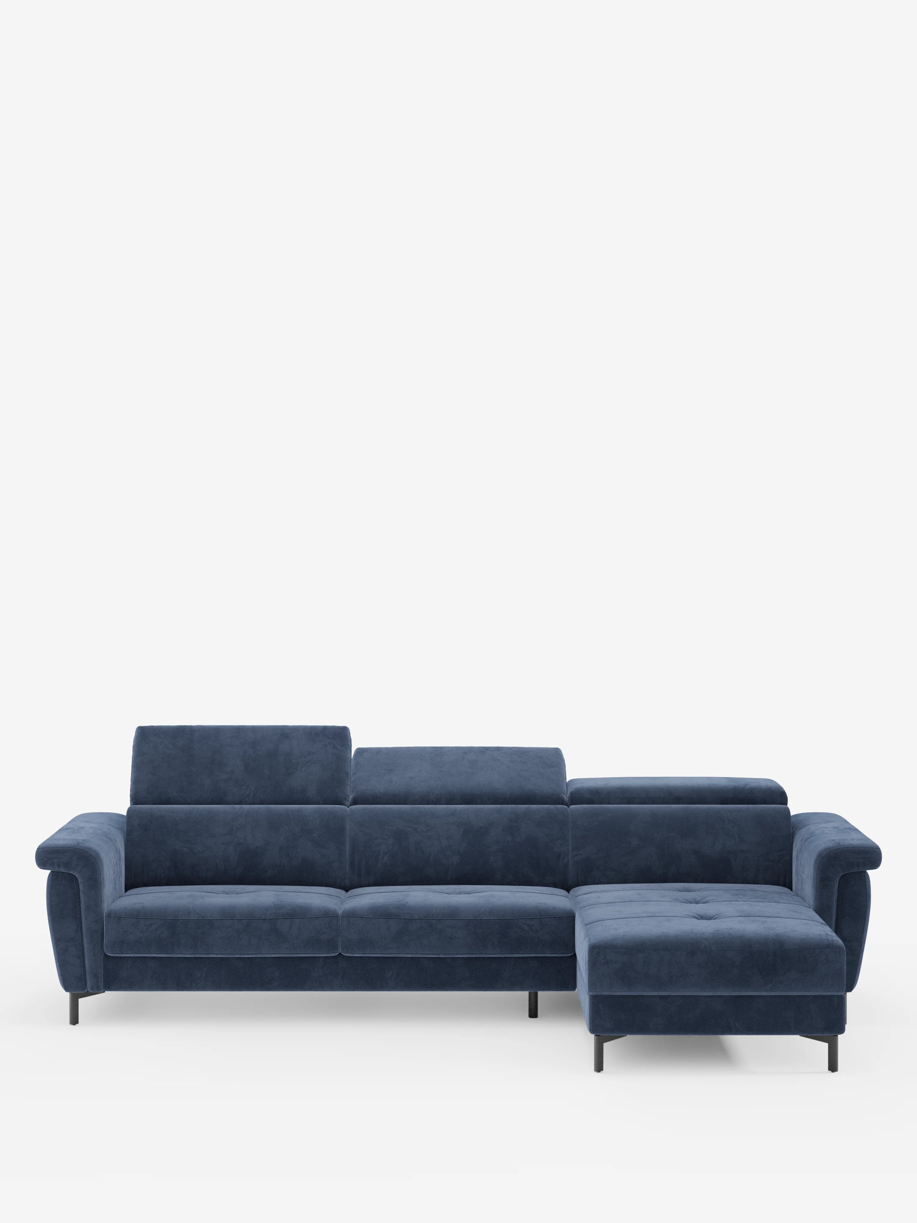 Capri Divano letto angolare con penisola contenitore e poggiatesta reclinabili - elegante tessuto smacchiabile T30