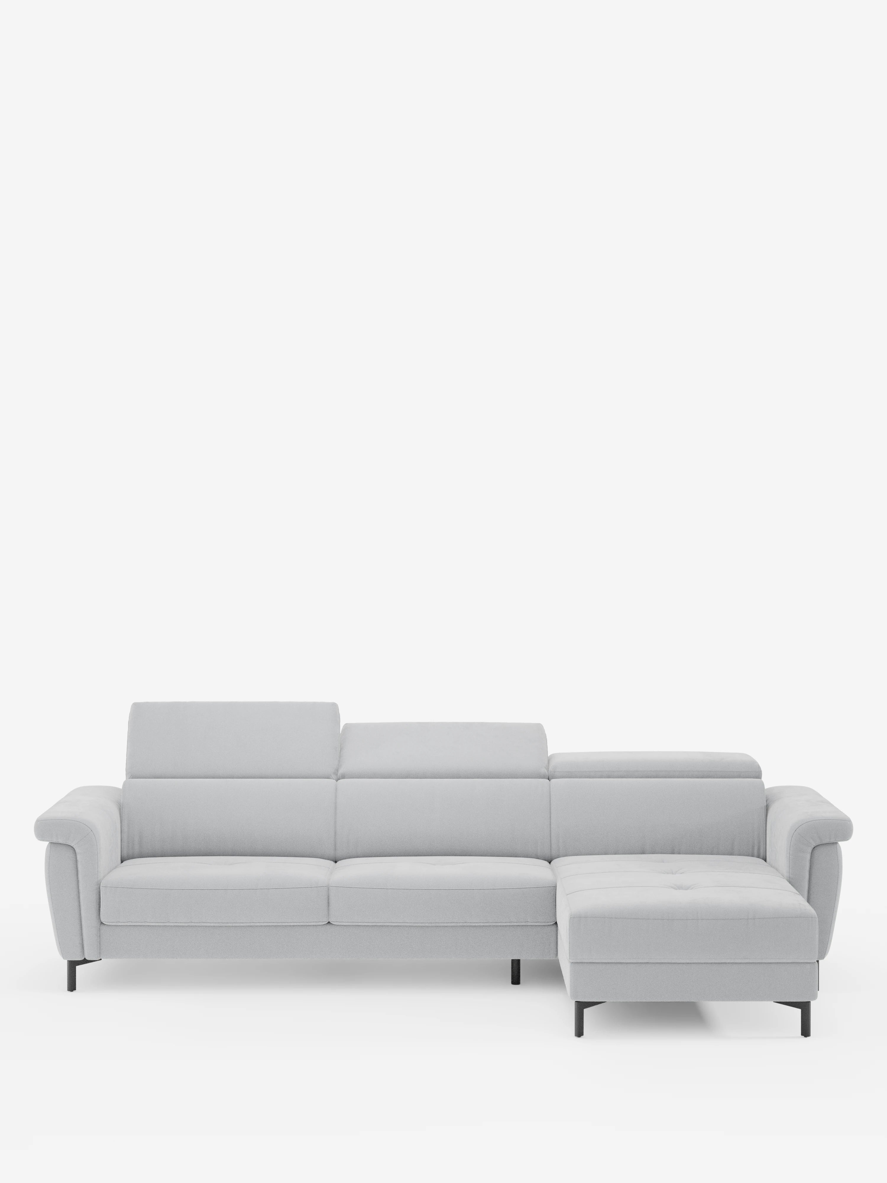 Capri Divano letto angolare con penisola contenitore e poggiatesta reclinabili - elegante tessuto smacchiabile T30