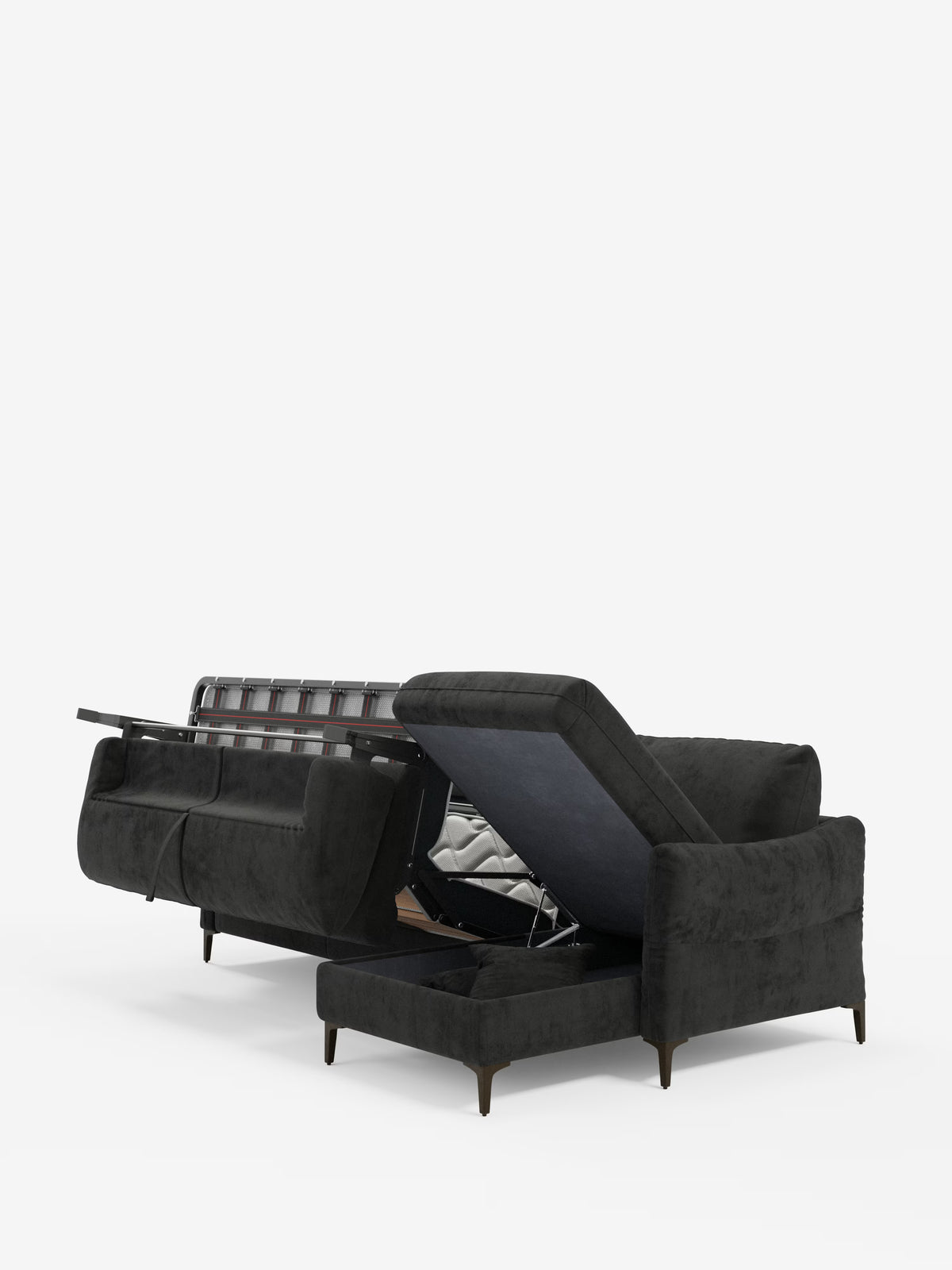 Dalia divano letto con penisola contenitore e materasso alto 18 cm - piedini alti e tessuto smacchiabile T30
