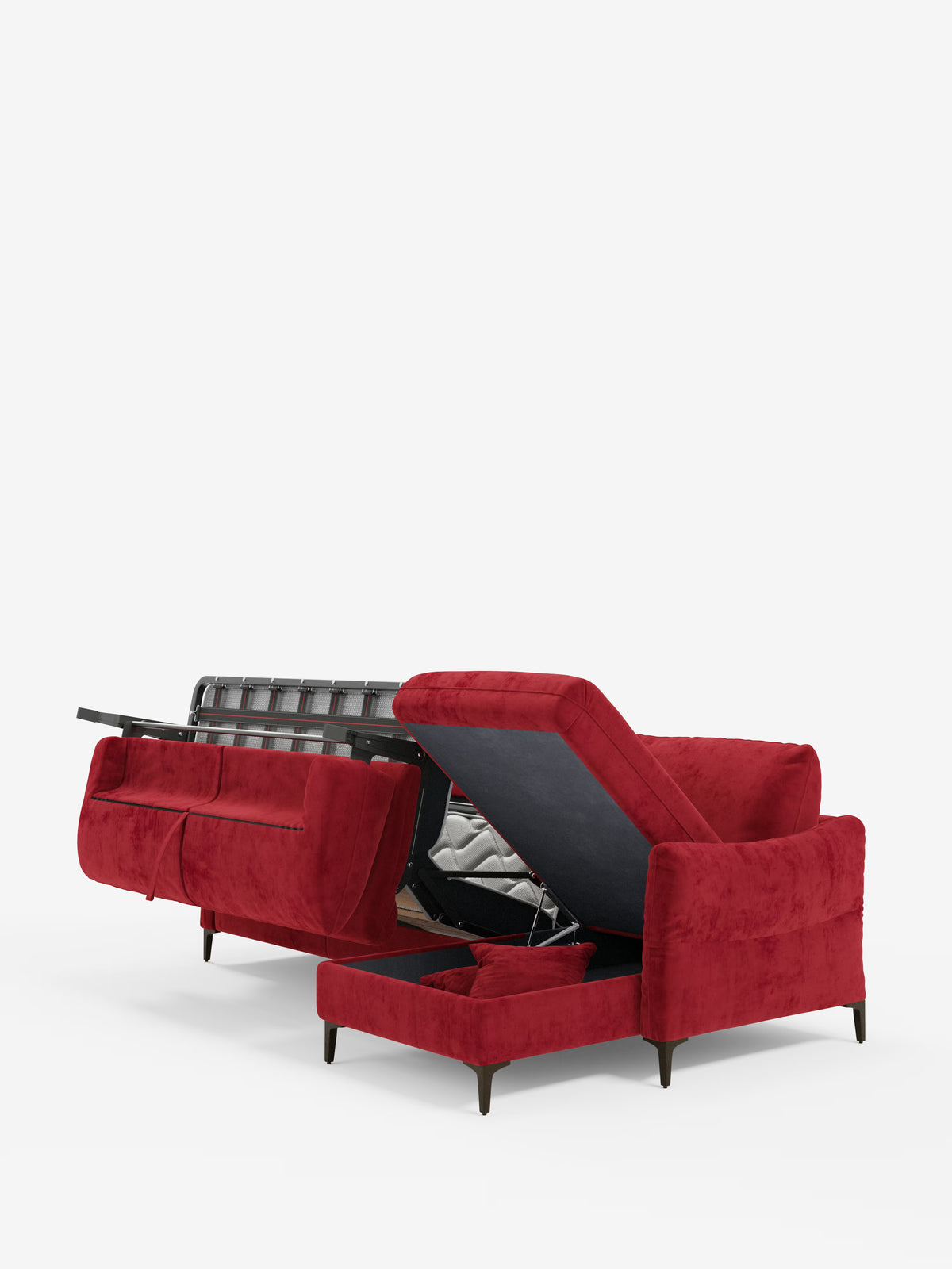 Dalia divano letto con penisola contenitore e materasso alto 18 cm - piedini alti e tessuto smacchiabile T30