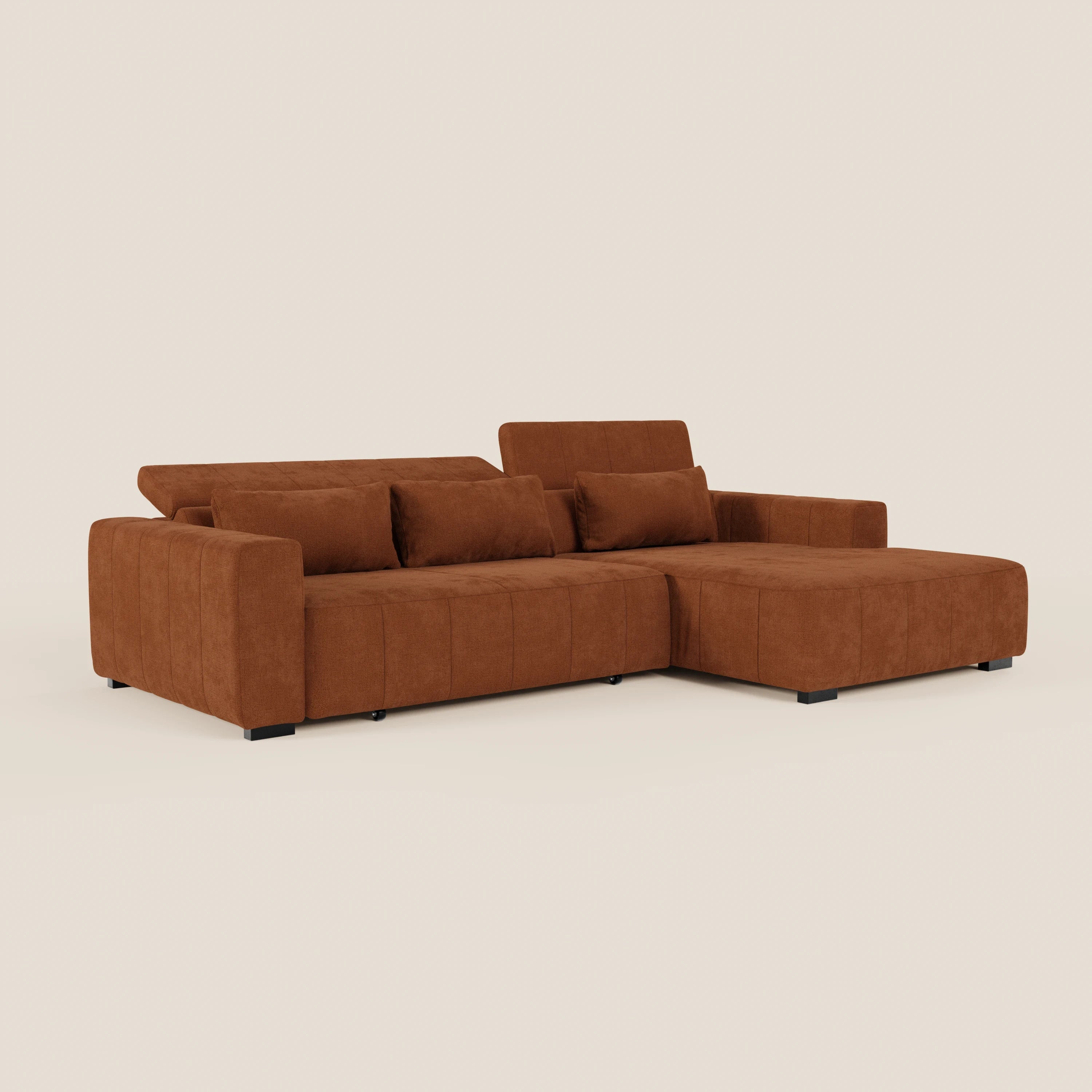 Doric Canapé d’angle avec méridienne et assises extensibles avec relaxation électrique - appuie-têtes inclinables en tissu anti-taches T23