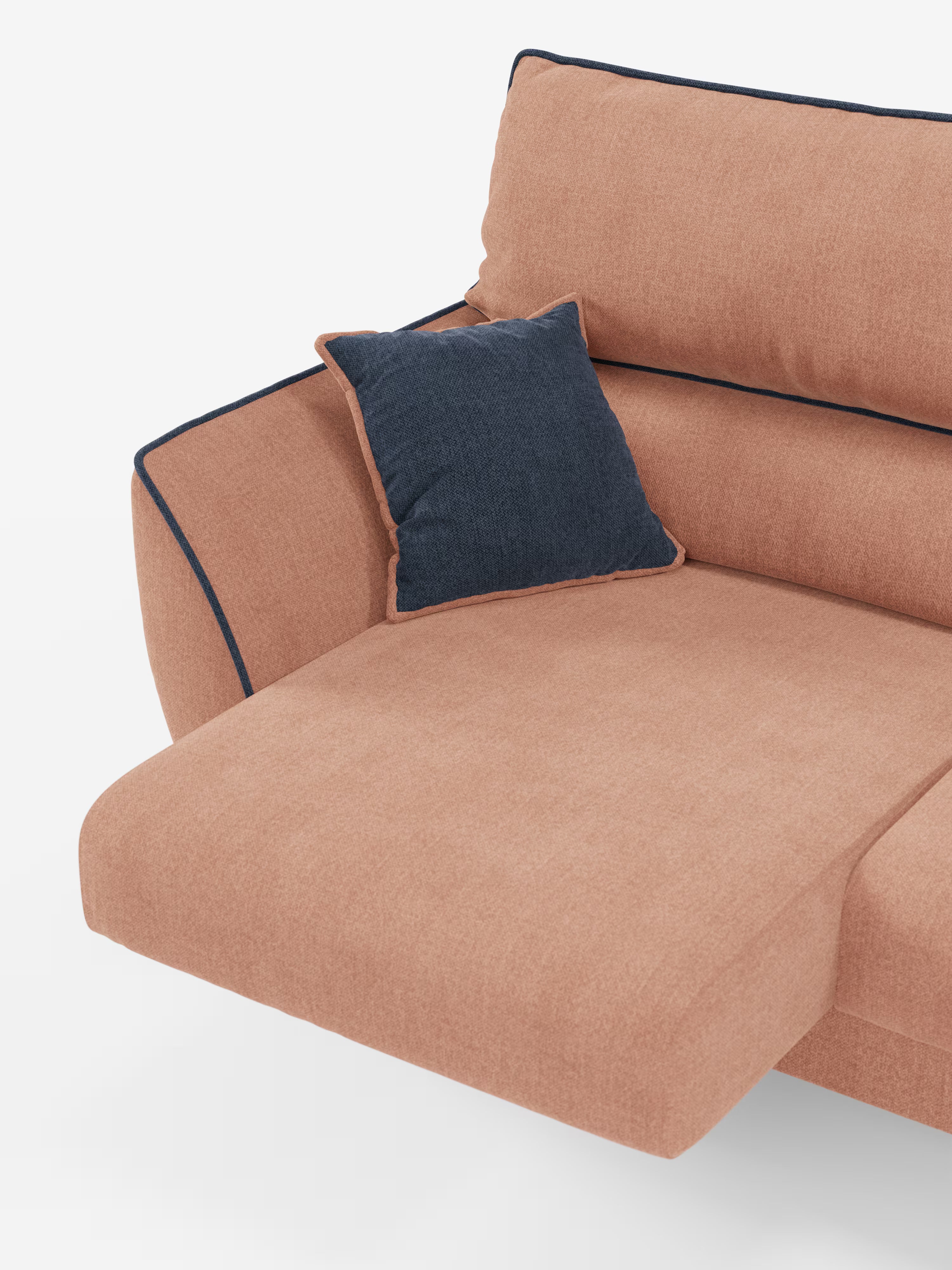 Michelangelo 4 plazas bicolor – Sofá con 3 asientos extensibles y reposacabezas reclinables en tejido antimanchas T23