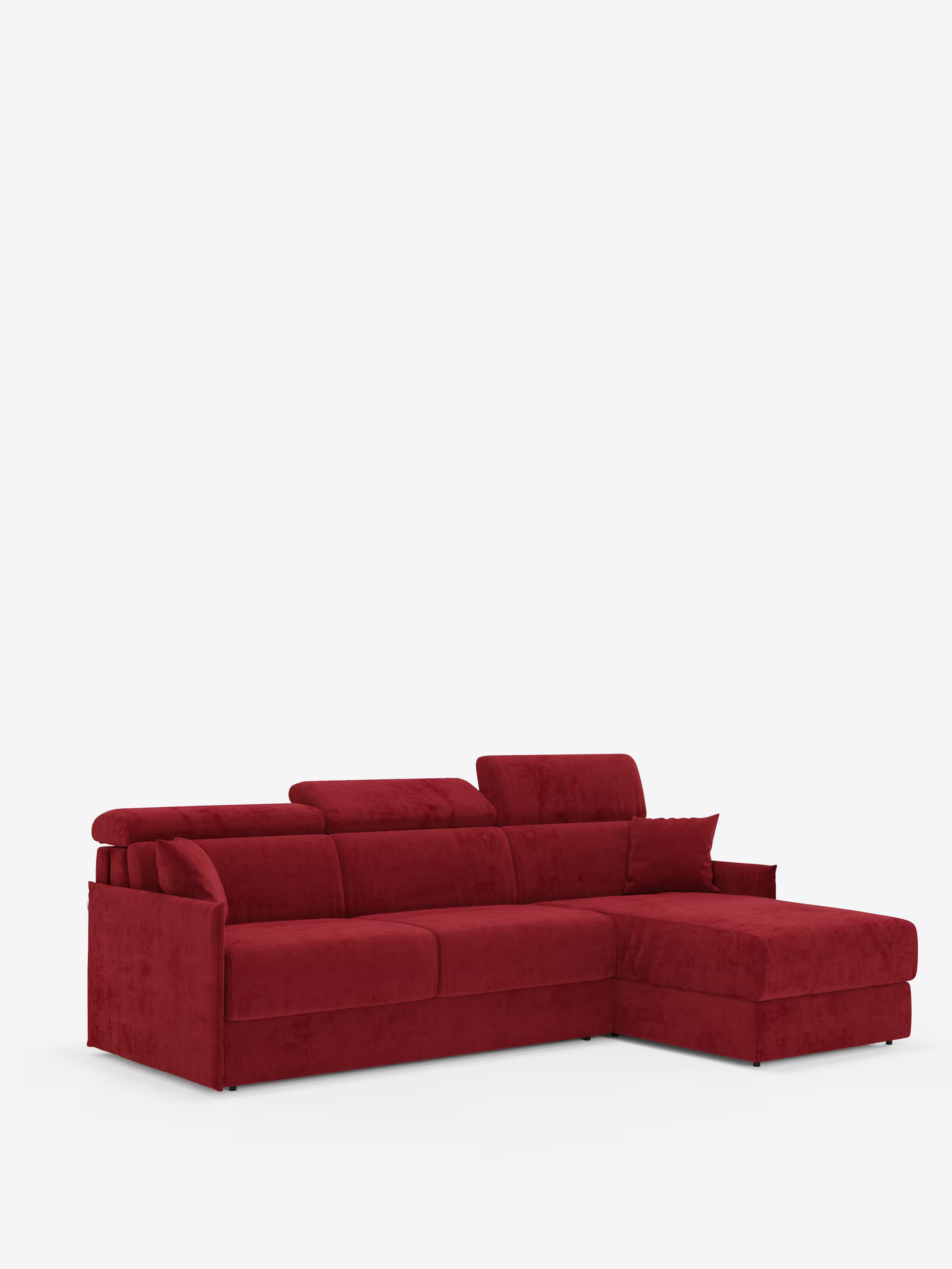 Miryam sofá cama esquinero compacto - reposacabezas reclinables y chaise longue con almacenaje en tejido antimanchas T31
