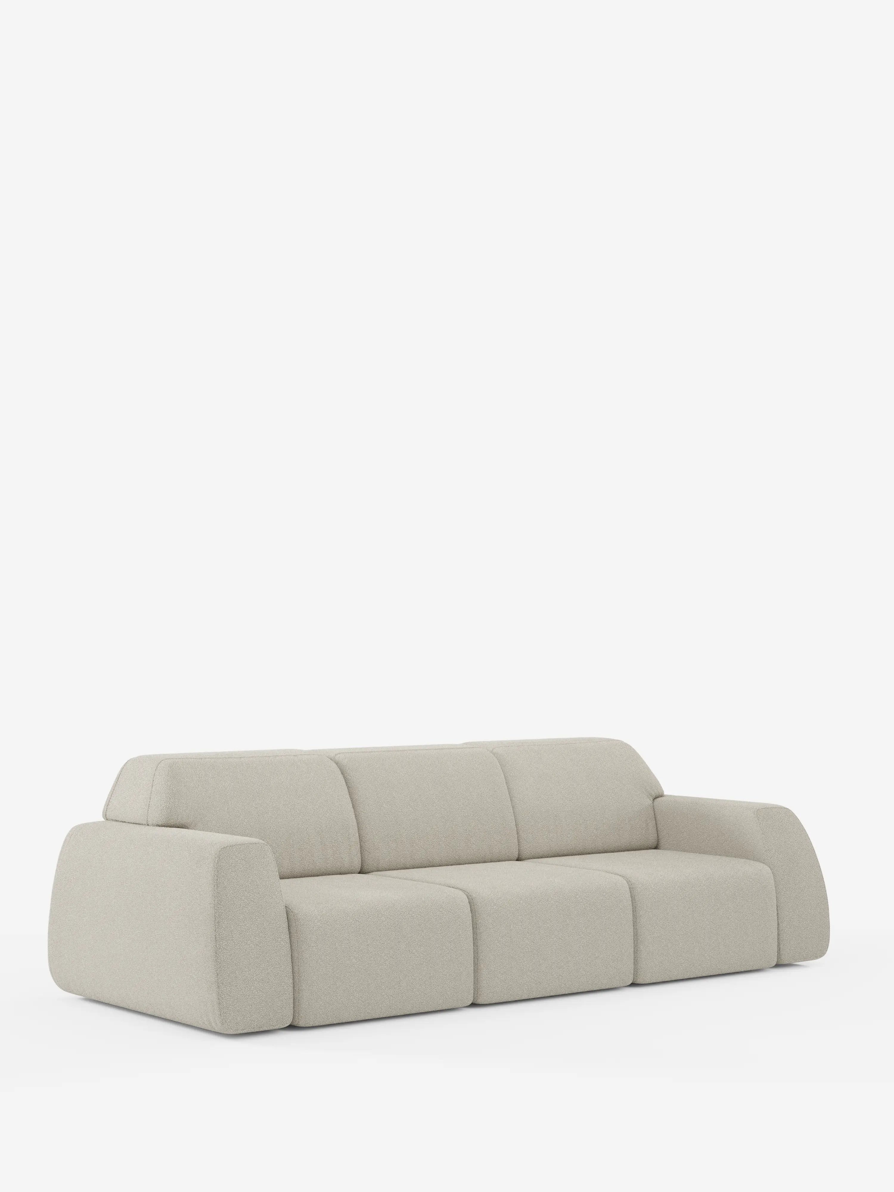 Orbit Sofa mit 3 verschiebbaren und ausziehbaren Sitzen aus schmutzabweisendem Stoff in Baumwolloptik T33