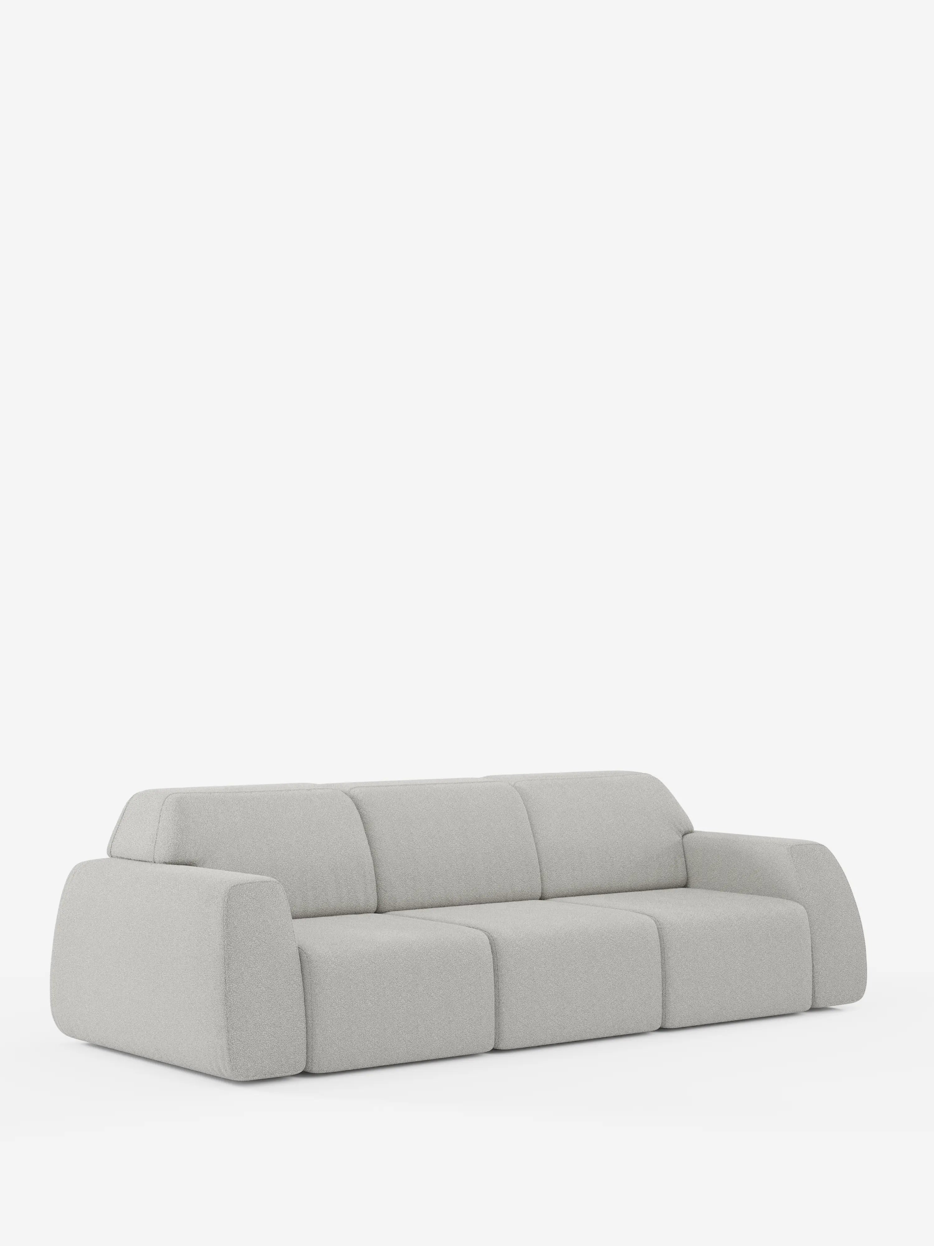 Orbit Sofa mit 3 verschiebbaren und ausziehbaren Sitzen aus schmutzabweisendem Stoff in Baumwolloptik T33