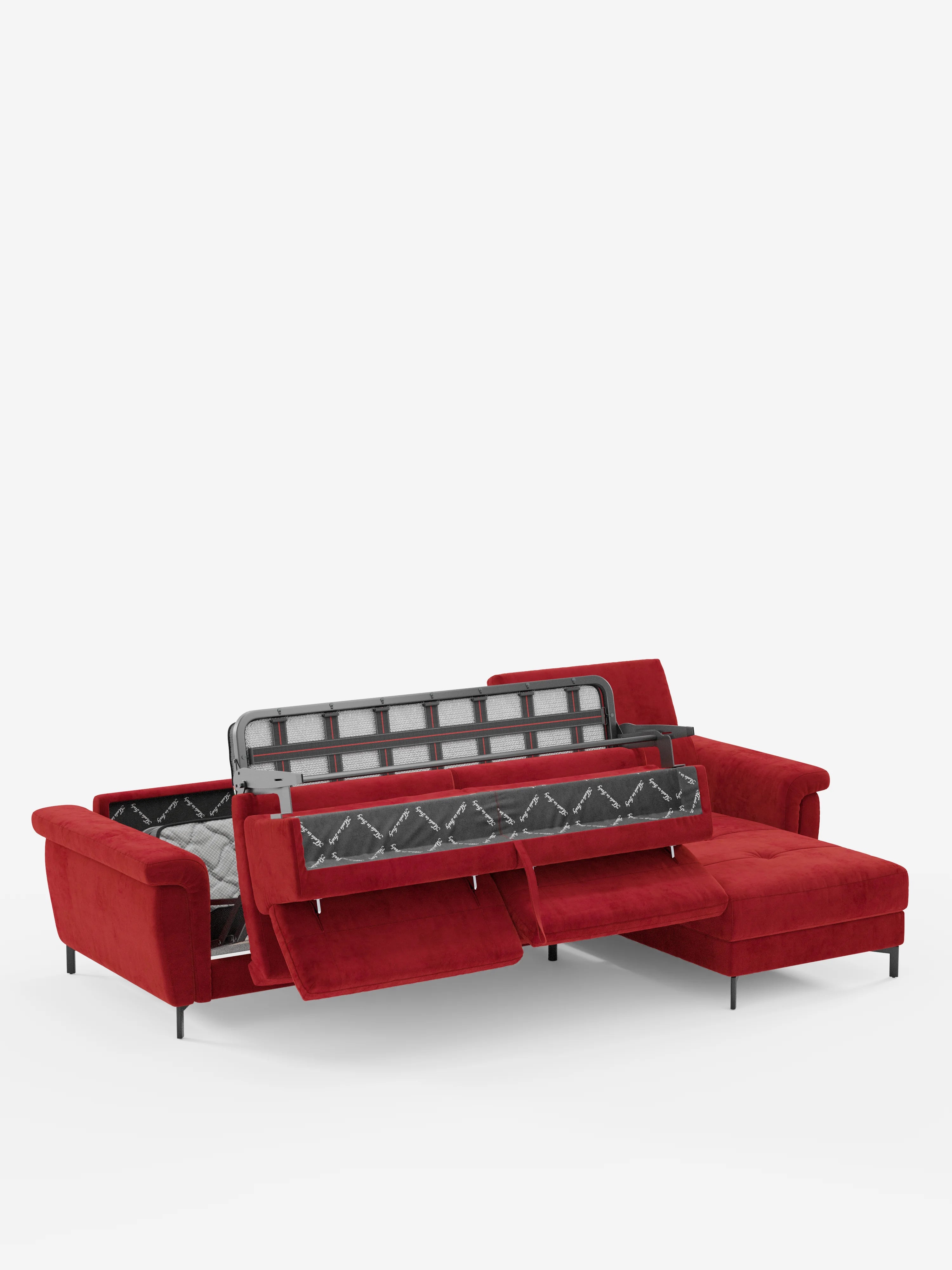 Capri Divano letto angolare con penisola contenitore e poggiatesta reclinabili - elegante tessuto smacchiabile T30