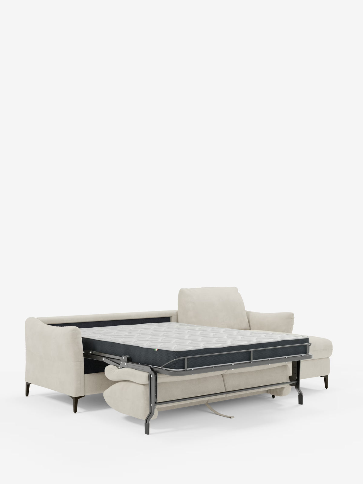 Dalia divano letto con penisola contenitore e materasso alto 18 cm - piedini alti e tessuto smacchiabile T30