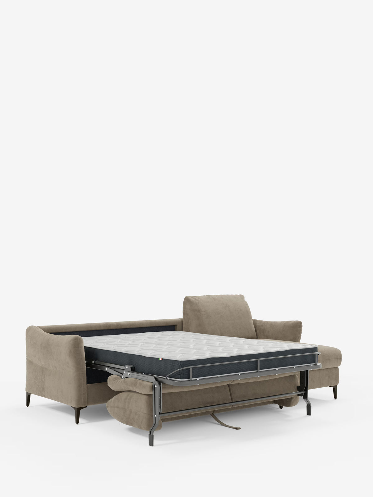 Dalia divano letto con penisola contenitore e materasso alto 18 cm - piedini alti e tessuto smacchiabile T30