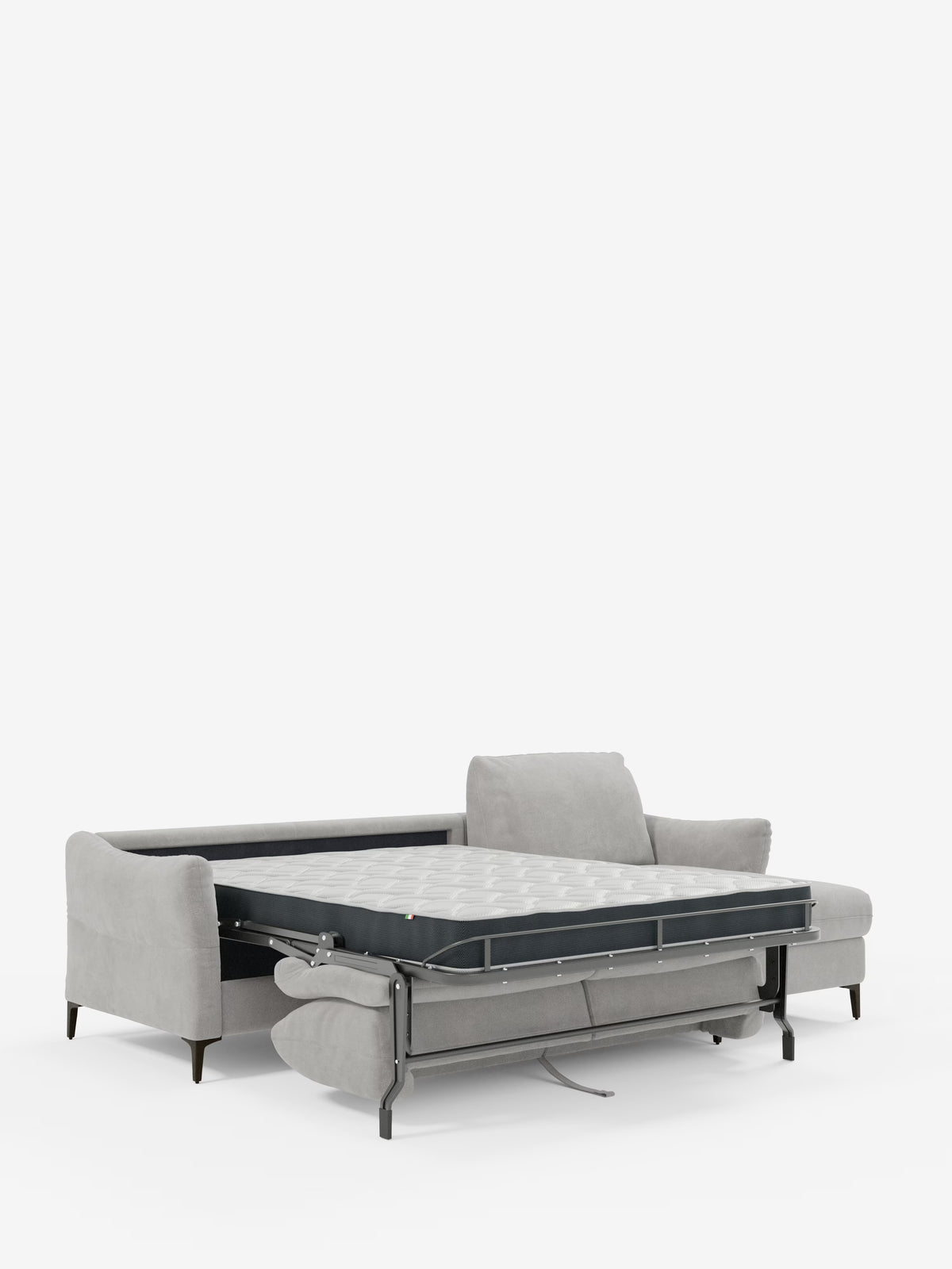 Dalia divano letto con penisola contenitore e materasso alto 18 cm - piedini alti e tessuto smacchiabile T30