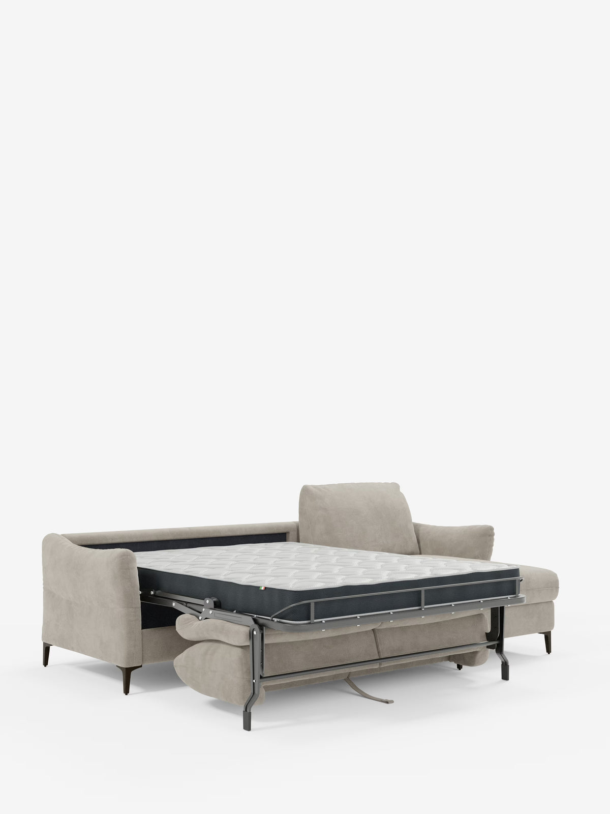Dalia divano letto con penisola contenitore e materasso alto 18 cm - piedini alti e tessuto smacchiabile T30