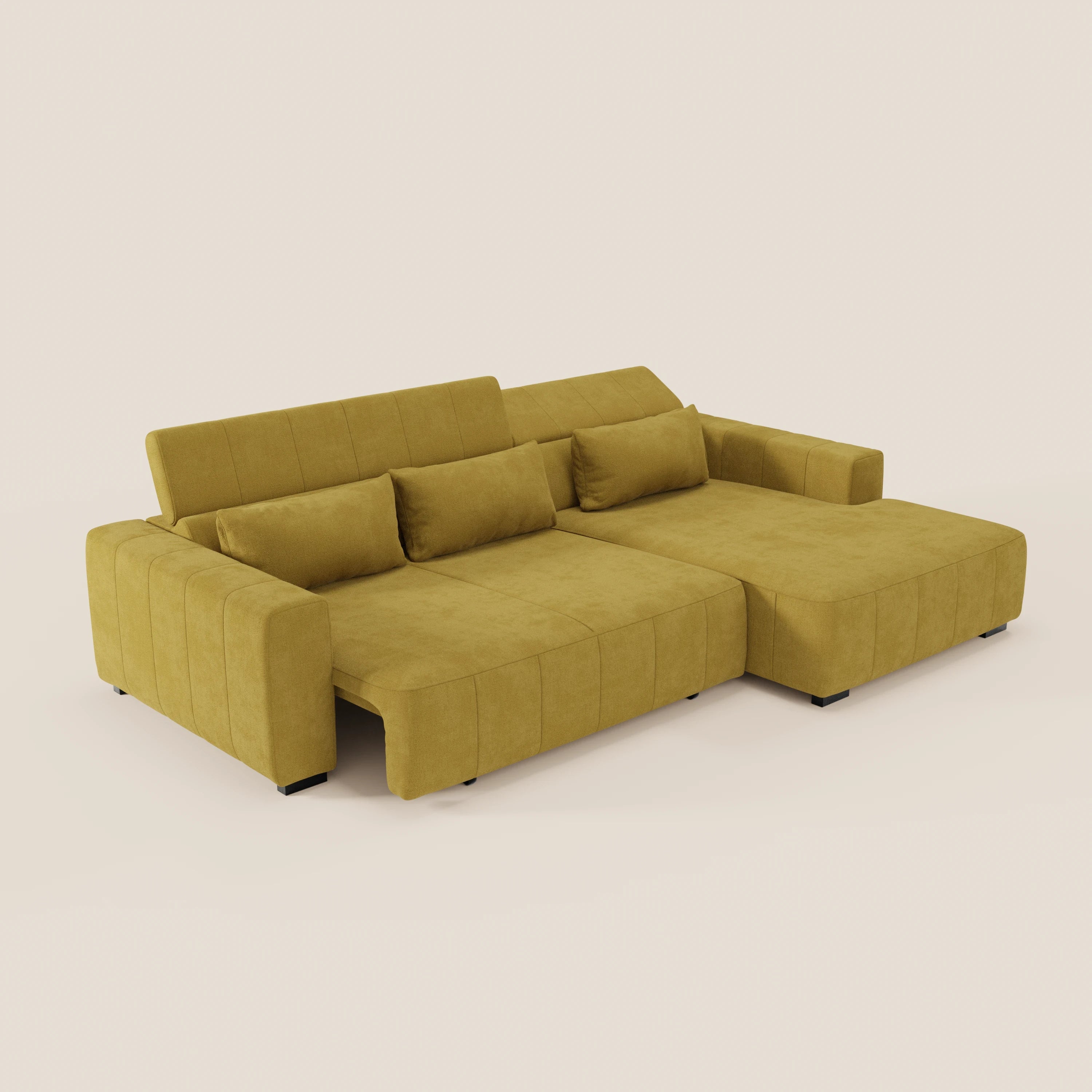 Doric Divano angolare con penisola e sedute allungabili con relax elettrico - poggiatesta reclinabili in tessuto smacchiabile T23 - divani.store
