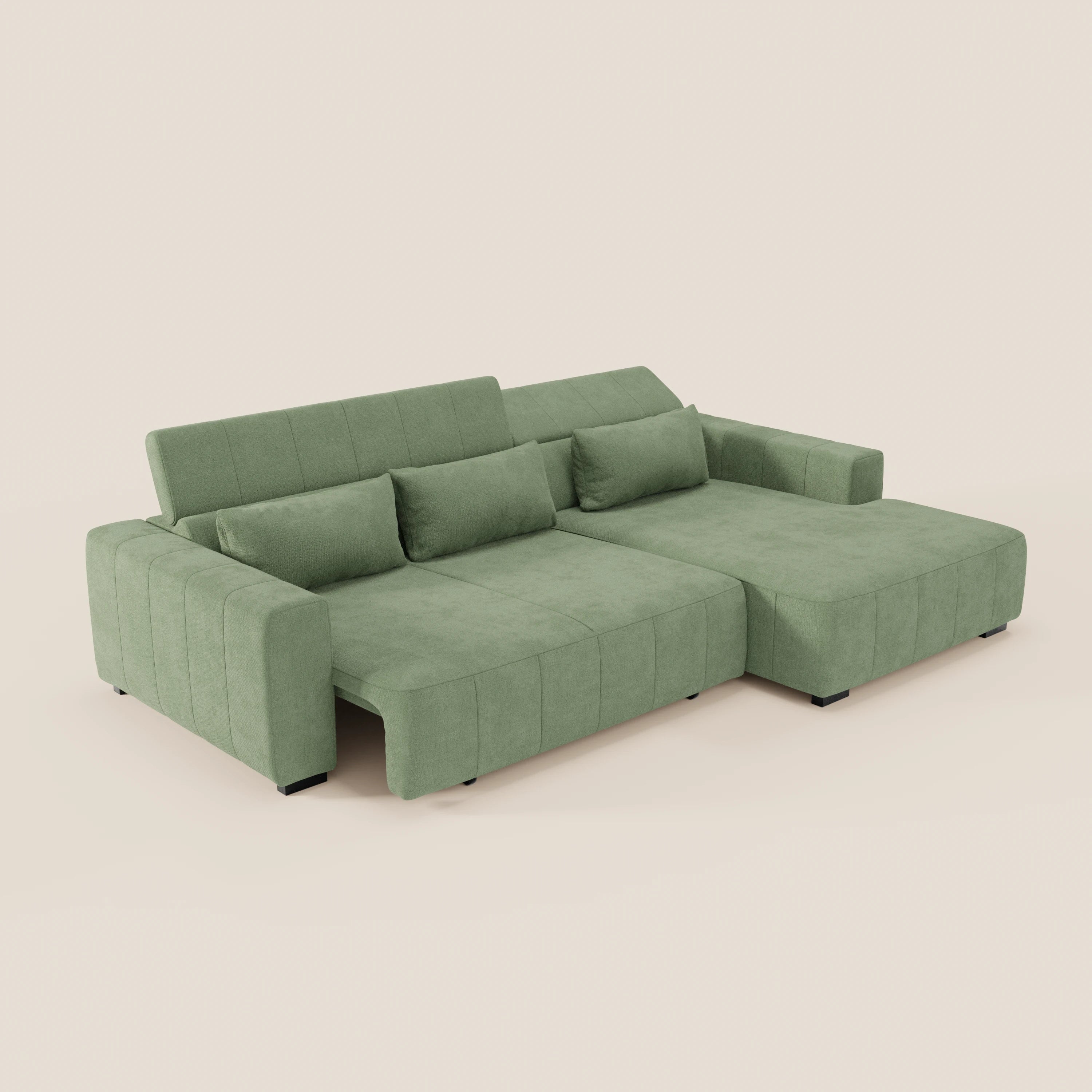 Doric Divano angolare con penisola e sedute allungabili con relax elettrico - poggiatesta reclinabili in tessuto smacchiabile T23 - divani.store