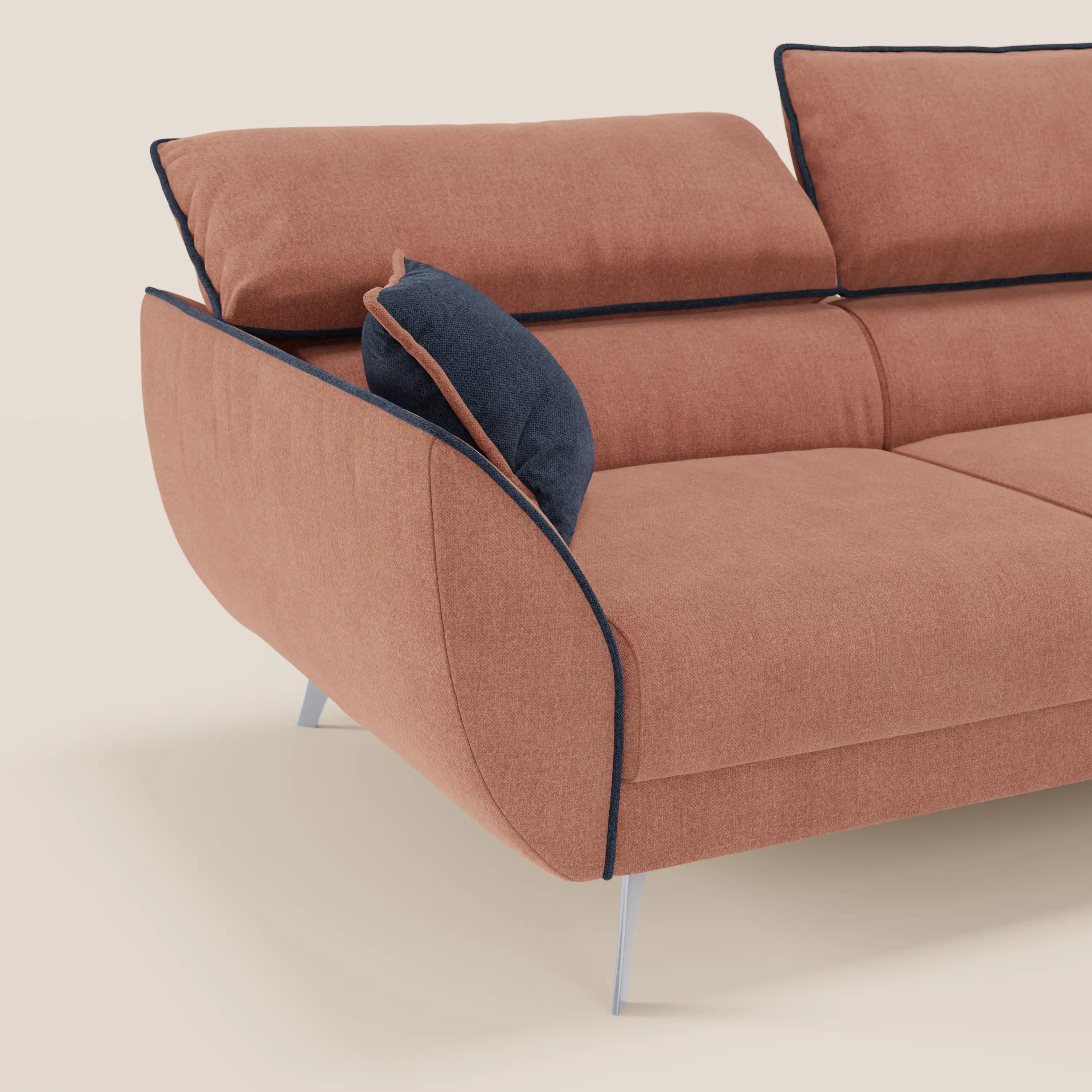 Michelangelo Divano Angolare bicolore con Penisola e Sedute Estensibili - Poggiatesta reclinabili in tessuto smacchiabile T23 - divani.store