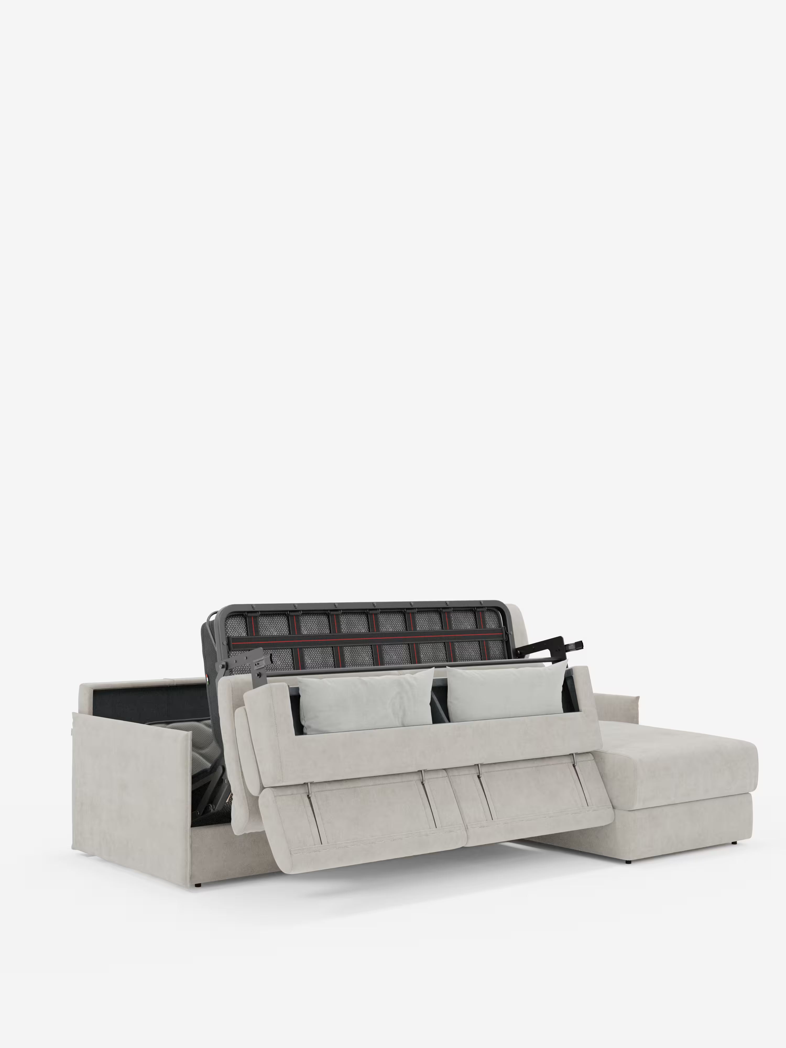 Miryam sofá cama esquinero compacto - reposacabezas reclinables y chaise longue con almacenaje en tejido antimanchas T31